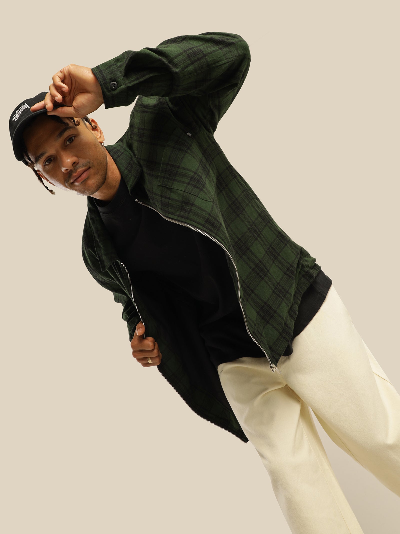 【STUSSY】 WOOL PLAID ZIP SHIRTウール　ジャケット Stussy☆Wool Plaid Zip Shirt☆Lilac☆XLチェック - メルカリ