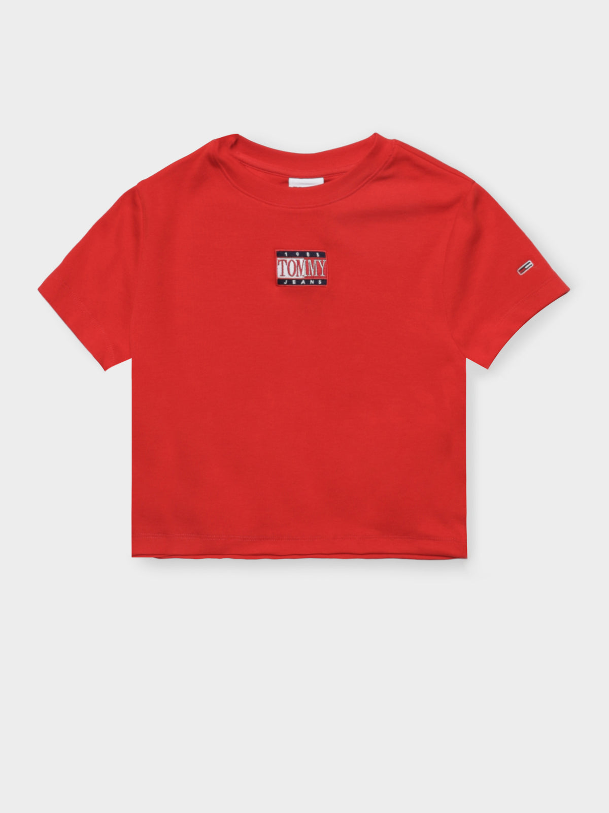 Baby Cropped Timeless Logo T-Shirt in Deep Crimson Red