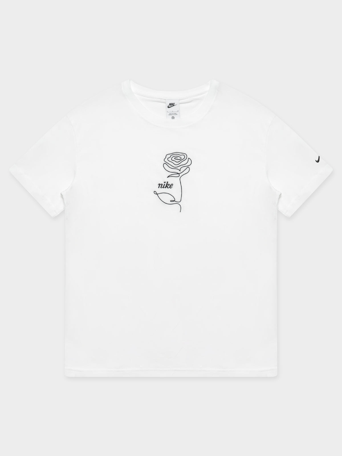 Sportswear Embroidered Rose T-Shirt in White &amp; Black