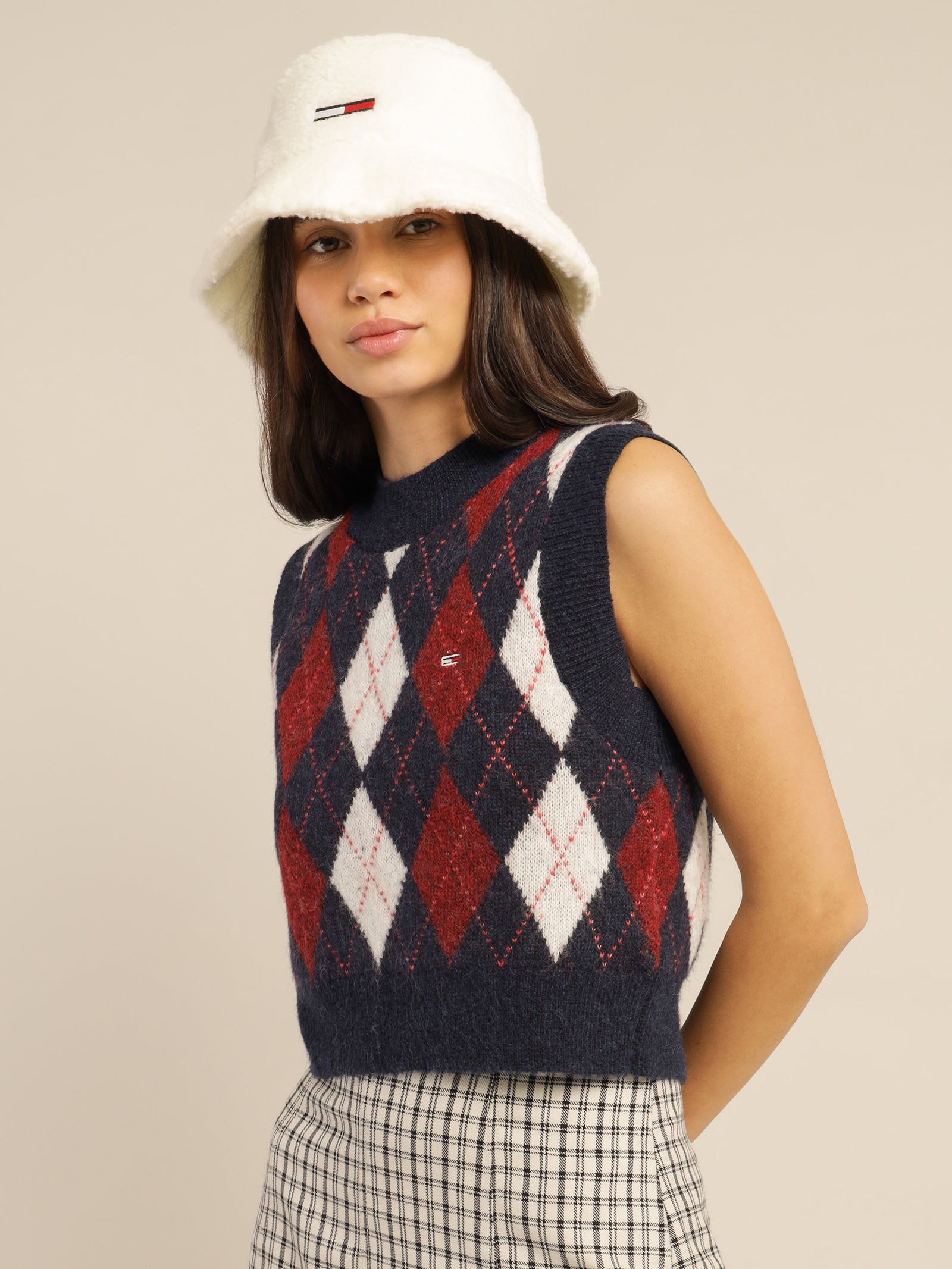 Argyle Cropped Vest