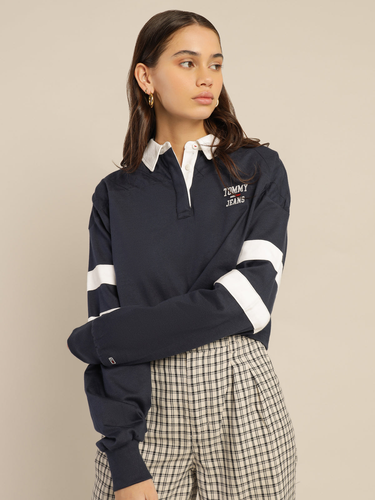 Cropped Rugby Polo Jersey in Twilight Navy