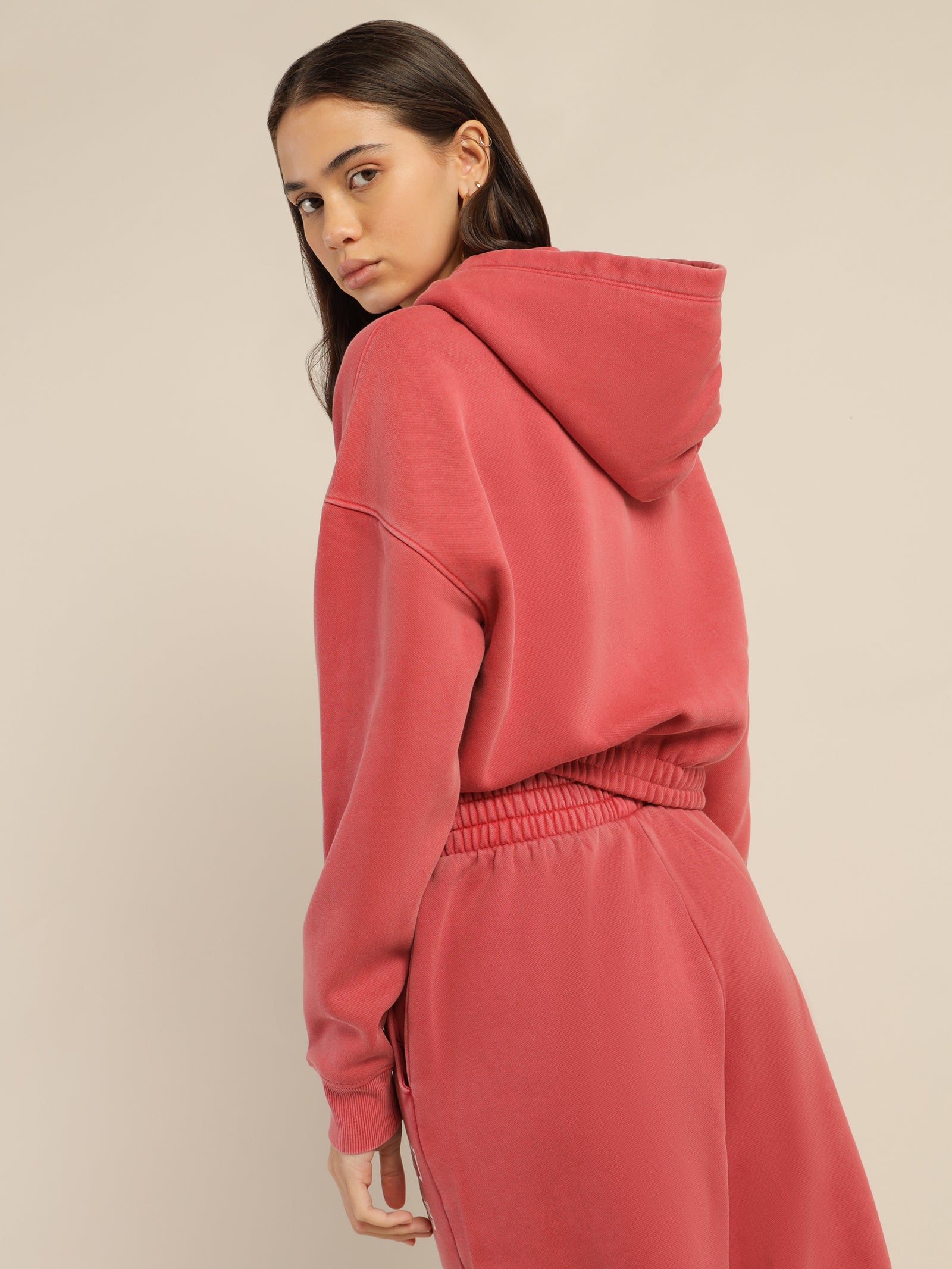 College Cropped Quarter-Zip Hoodie