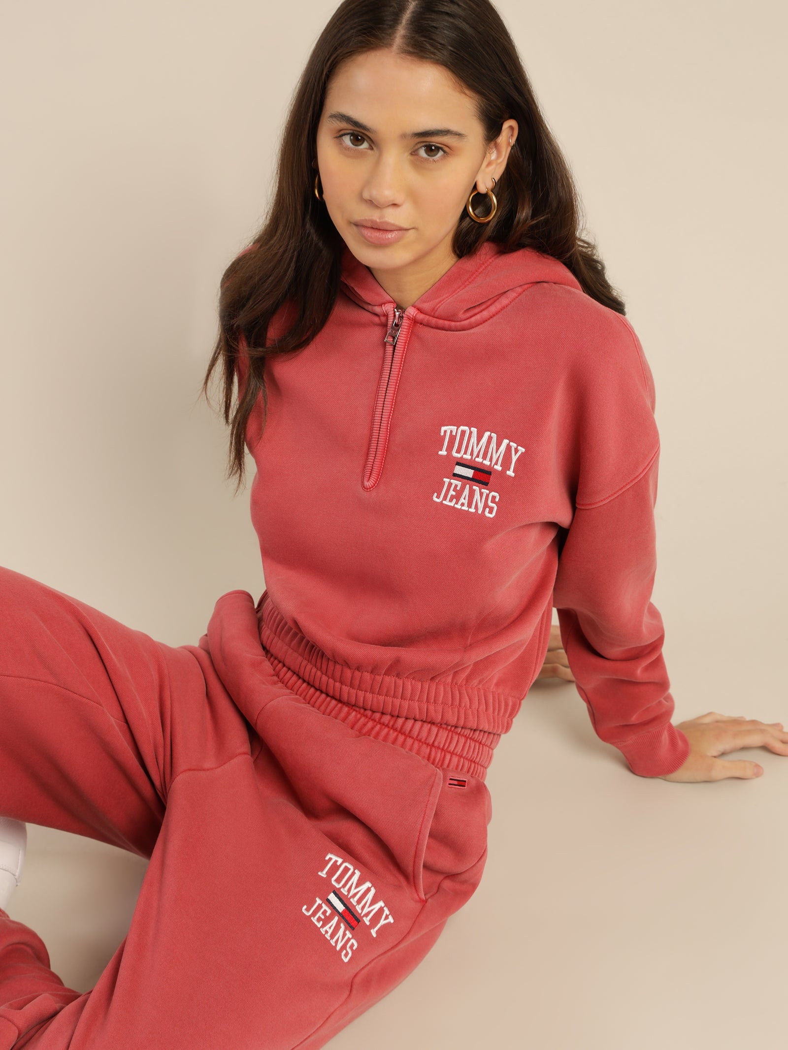 College Cropped Quarter-Zip Hoodie