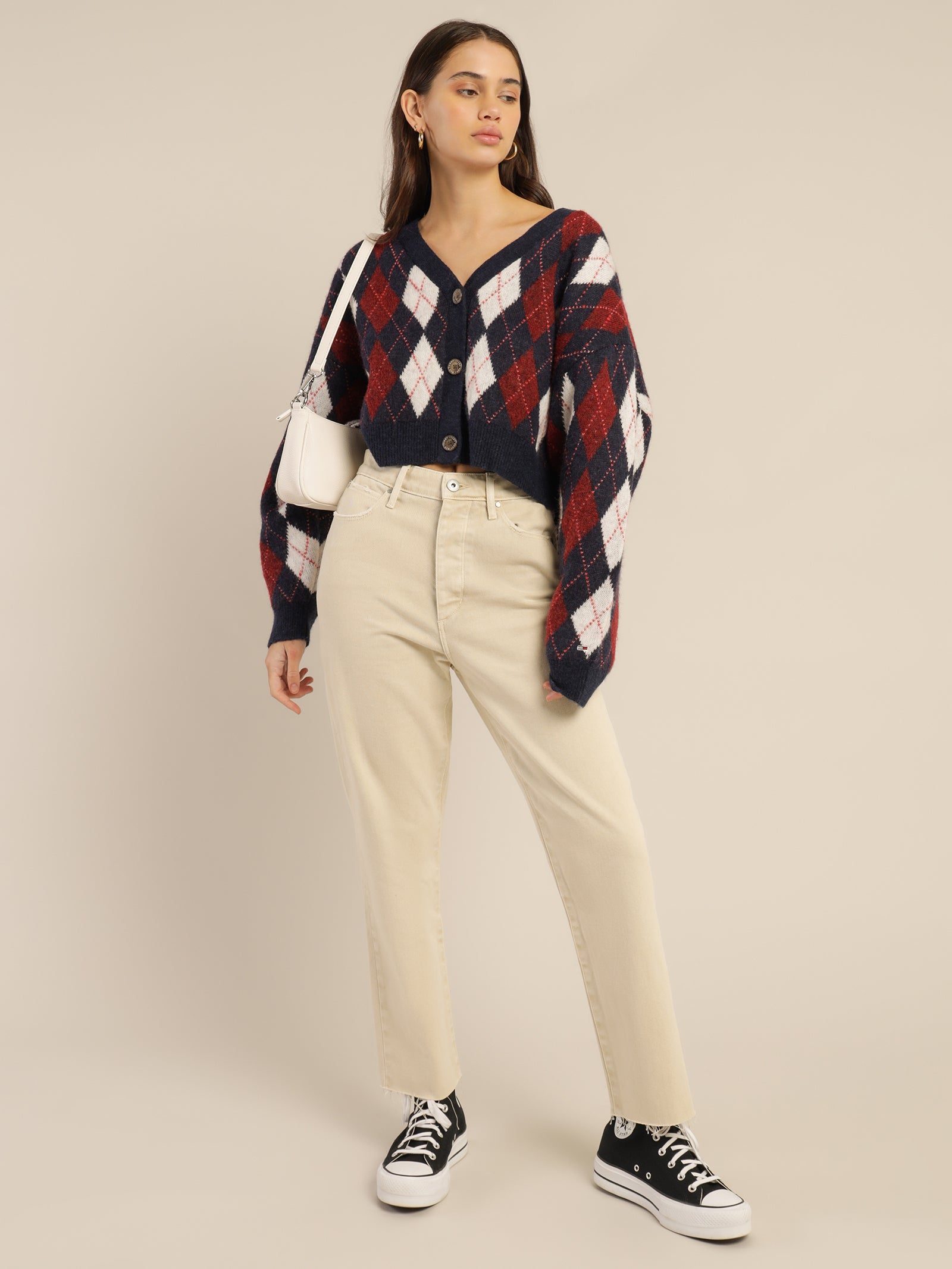Argyle Cropped Cardigan