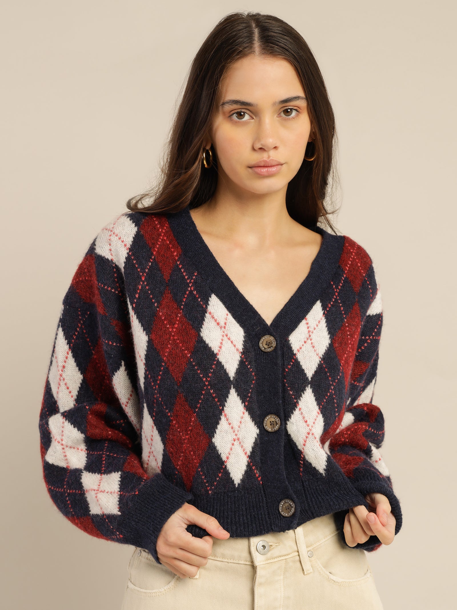 Argyle Cropped Cardigan