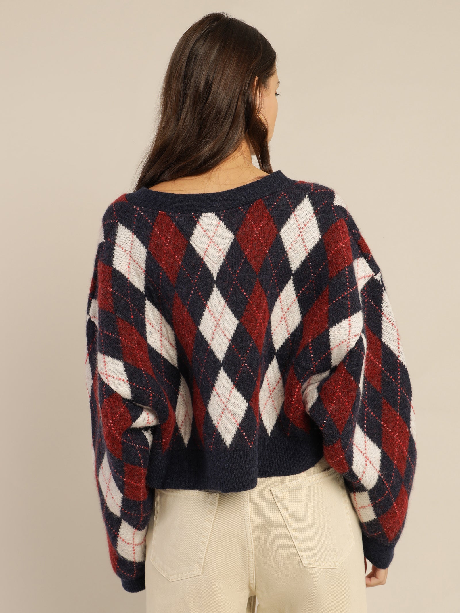 Argyle Cropped Cardigan