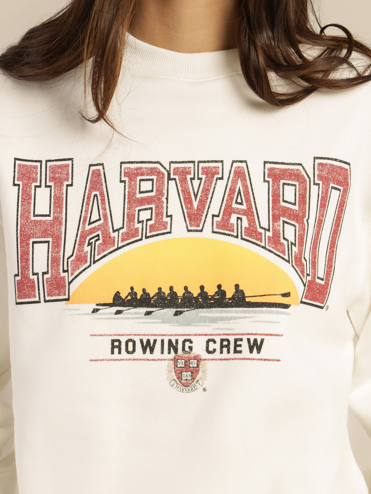 Harvard Vintage Sunset Crew Sweater in Vintage White