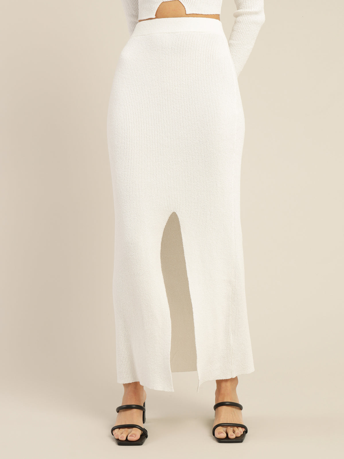 Ivy Knit Skirt in Ivory White