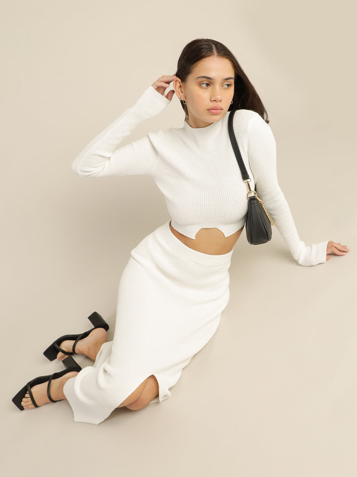 Ivy Knit Skirt in Ivory White