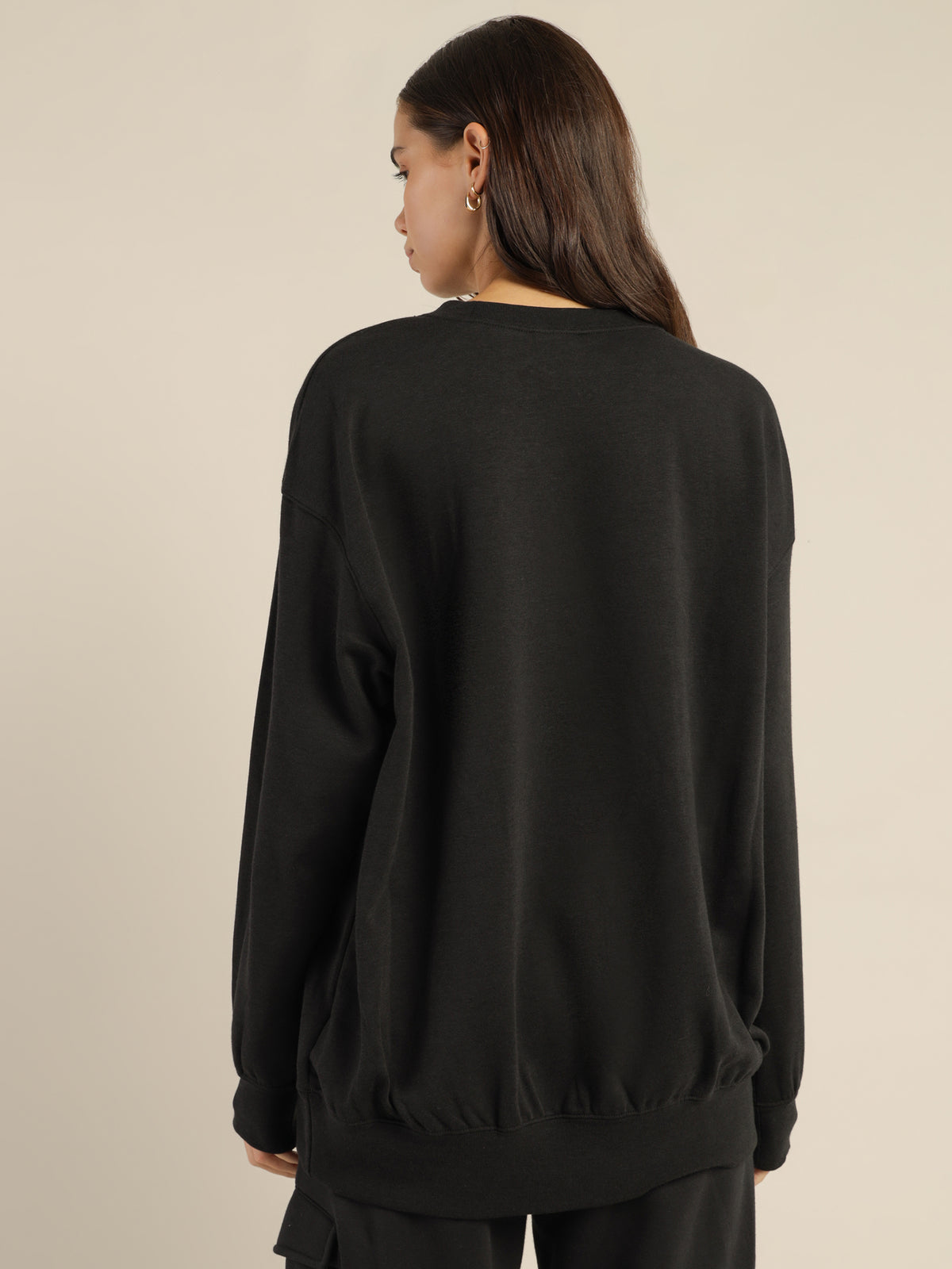Sportswear Fleece Crew Sweater in Black &amp; White