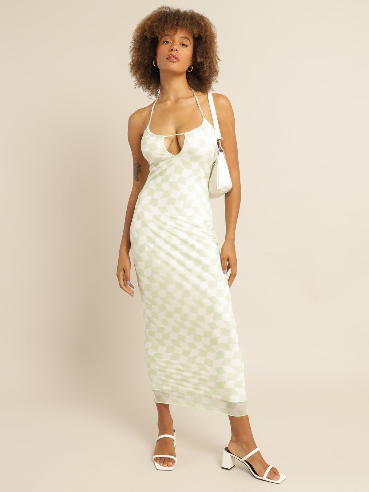 Stella Dress in Lime Wave Checkerboard