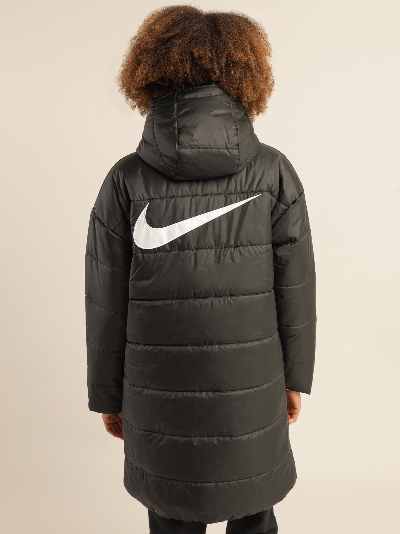 long black nike puffer jacket