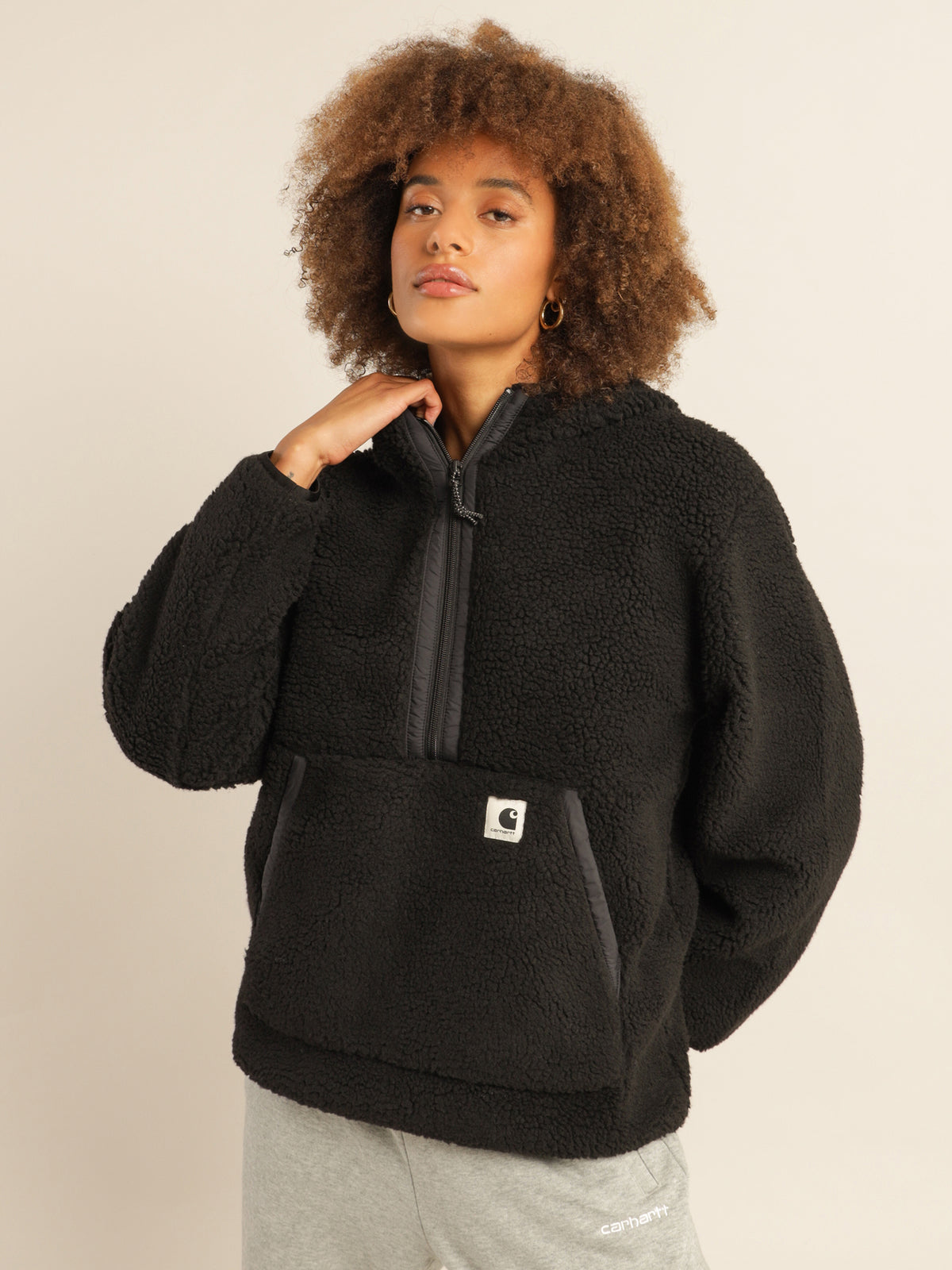 Hooded Loon Liner Sherpa Jacket in Black