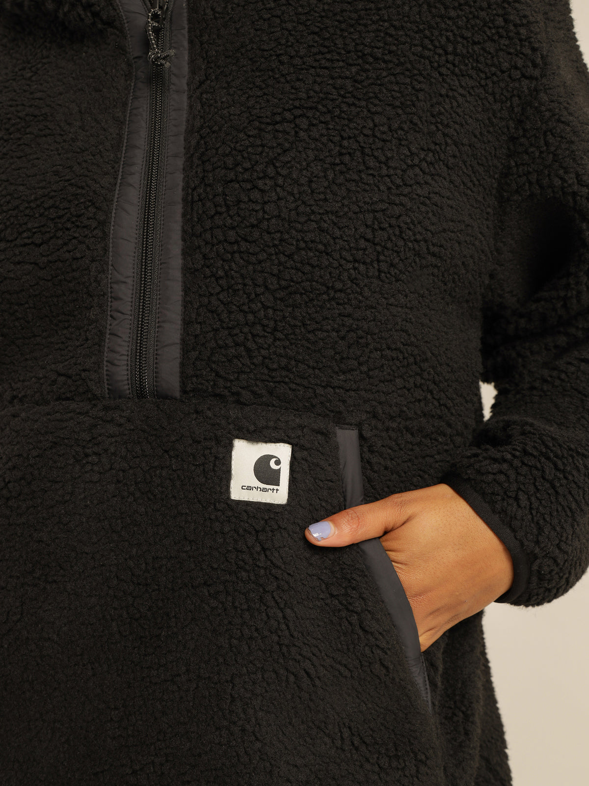 Hooded Loon Liner Sherpa Jacket in Black