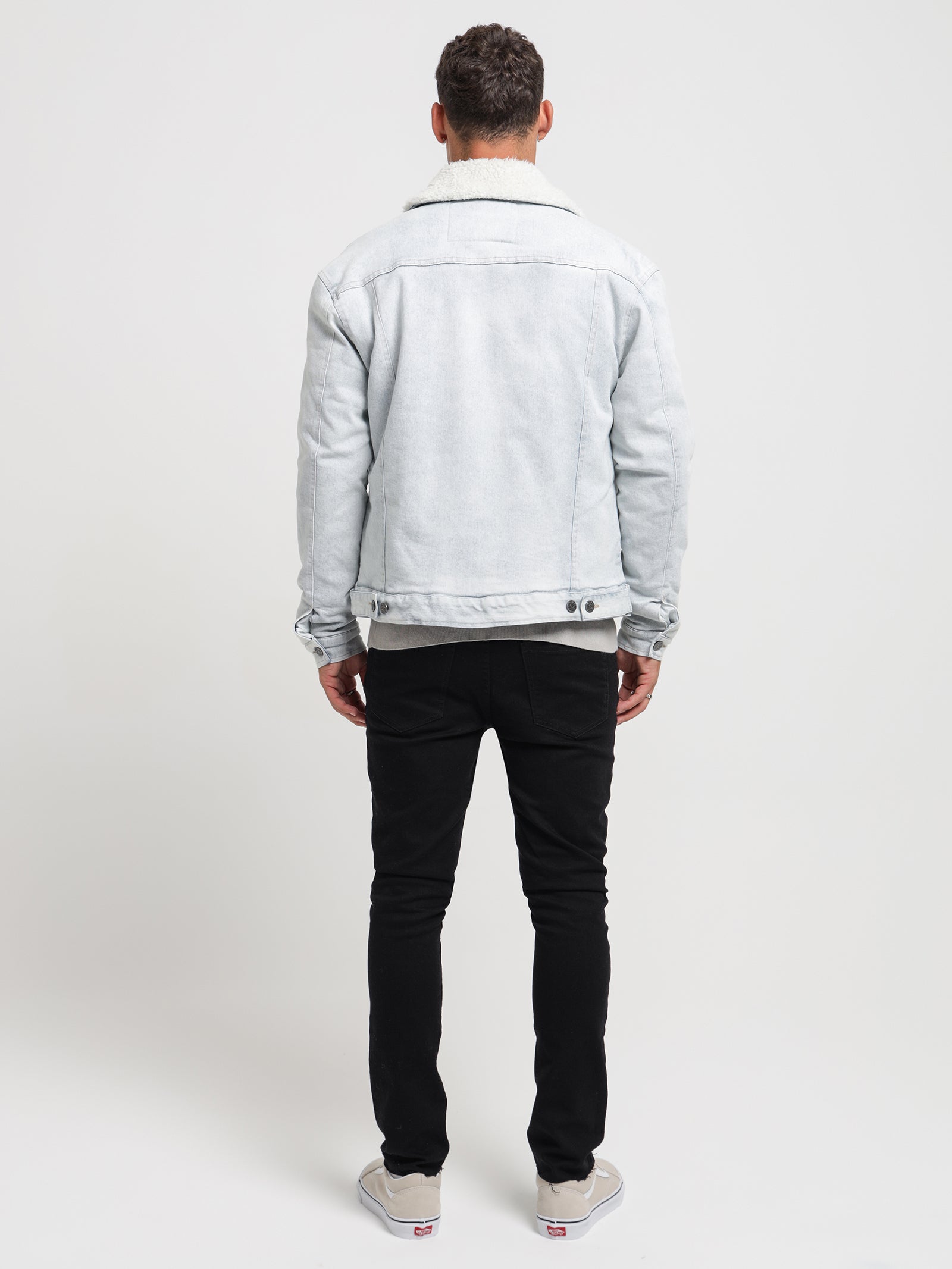 Article One Niko Denim Sherpa Jacket Stone Blue Glue Store