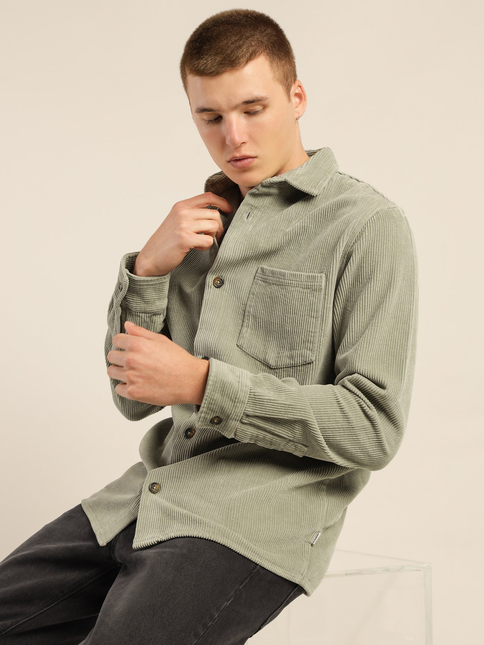 Academy Brand Lebowski Cord Overshirt Light Green