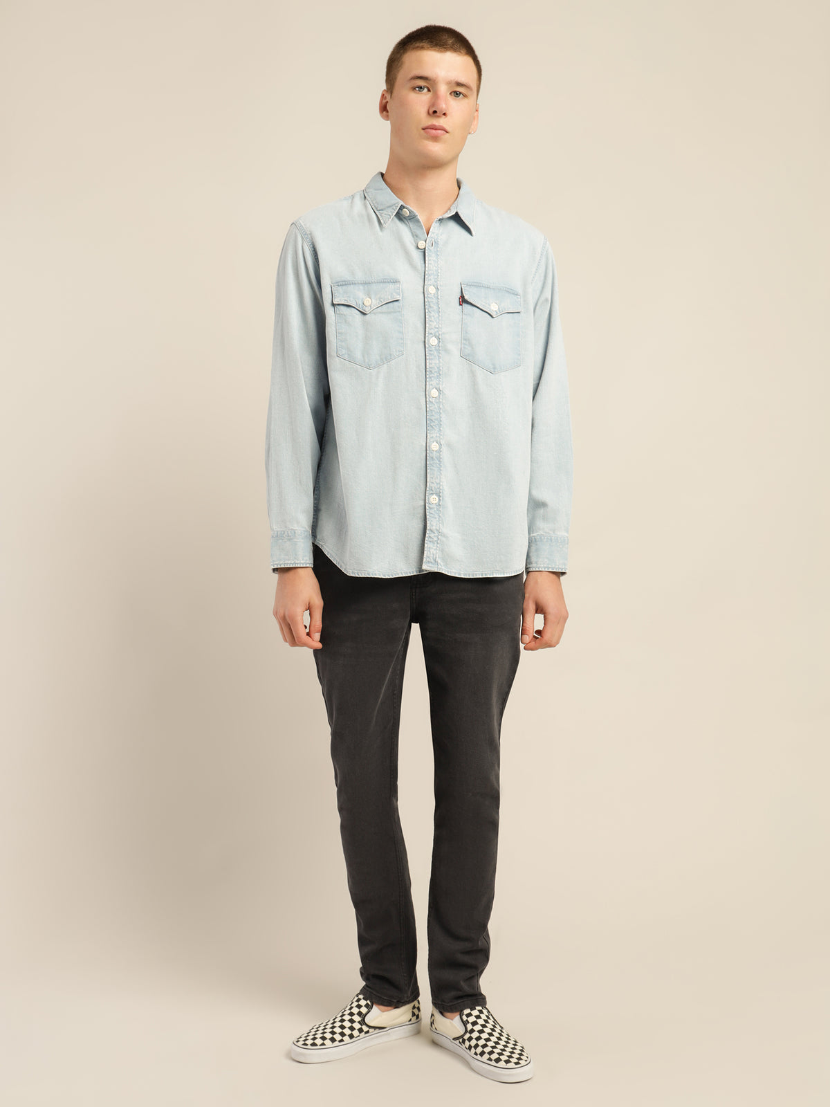 Relaxed Fit Western Shirt in Blue