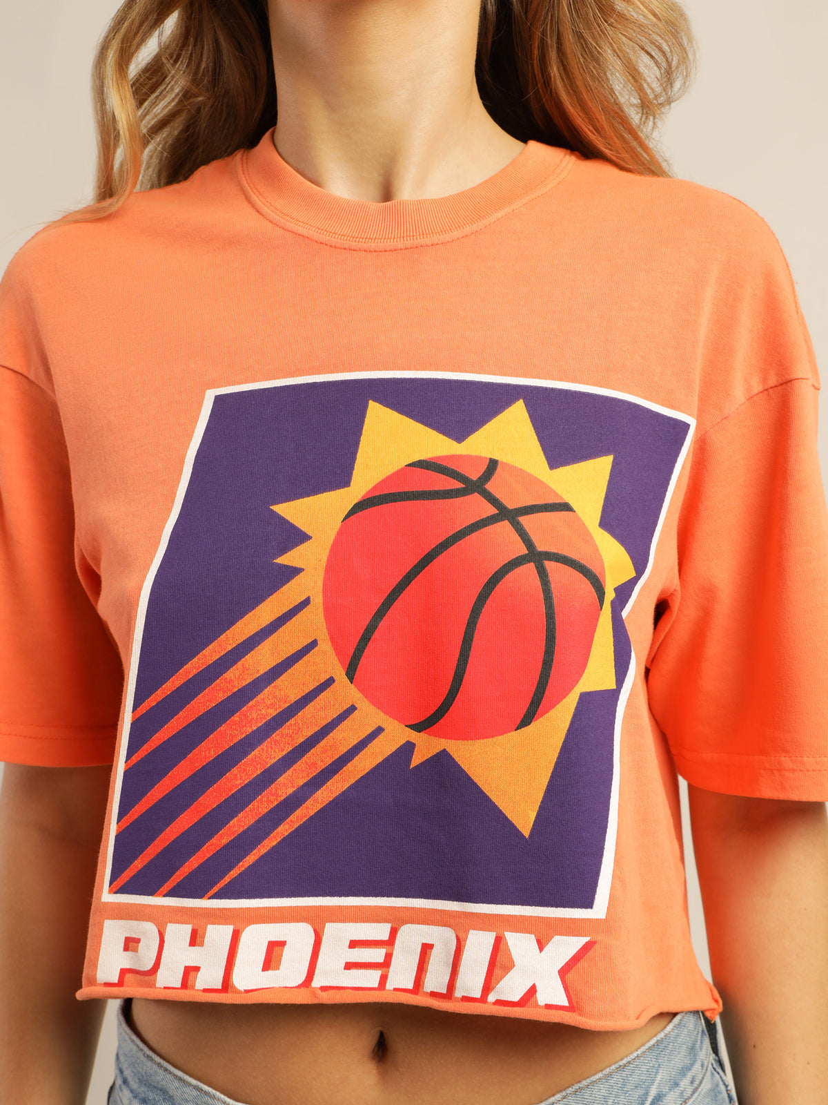 Phoenix Suns Vintage Crop T-Shirt in Faded Orange