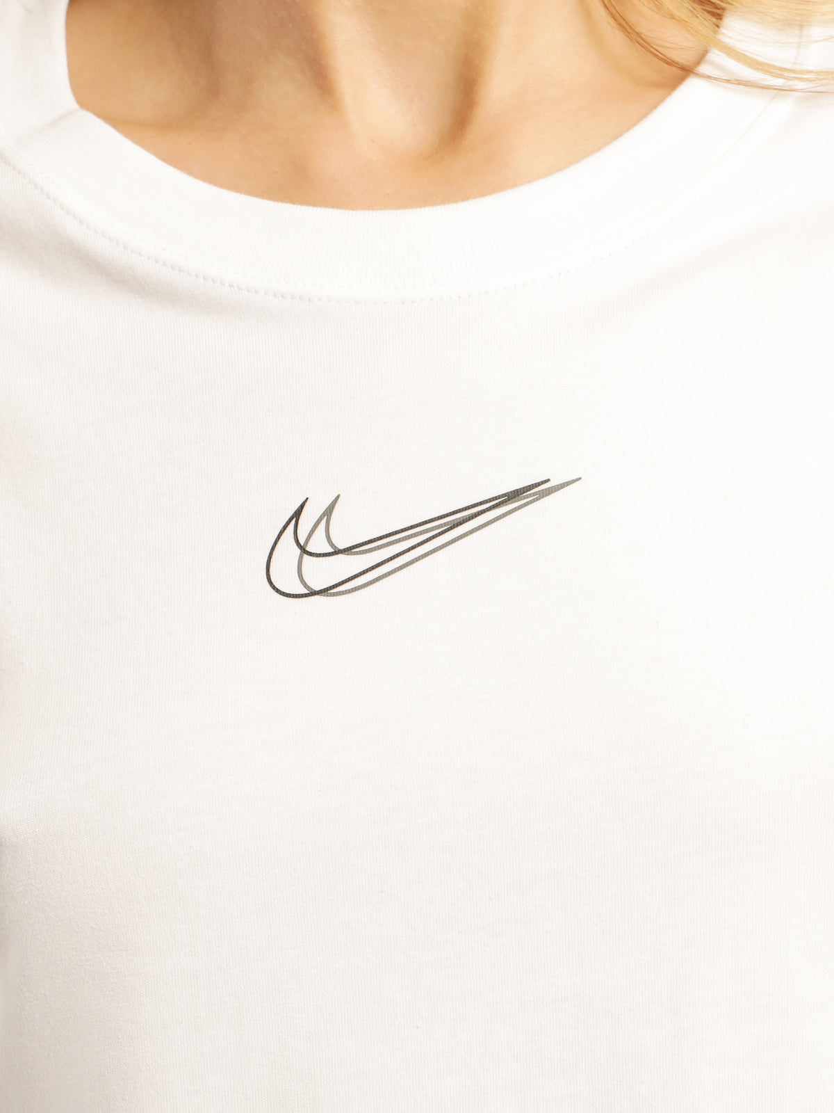 Nike Sportswear Crop Short Sleeve T-Shirt in White &amp; Black
