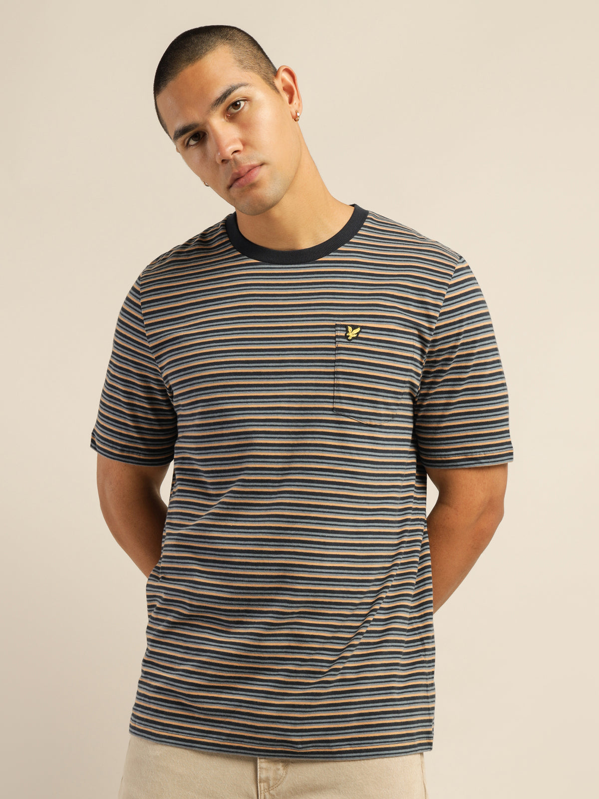Brushed Stripe T-Shirt in Navy