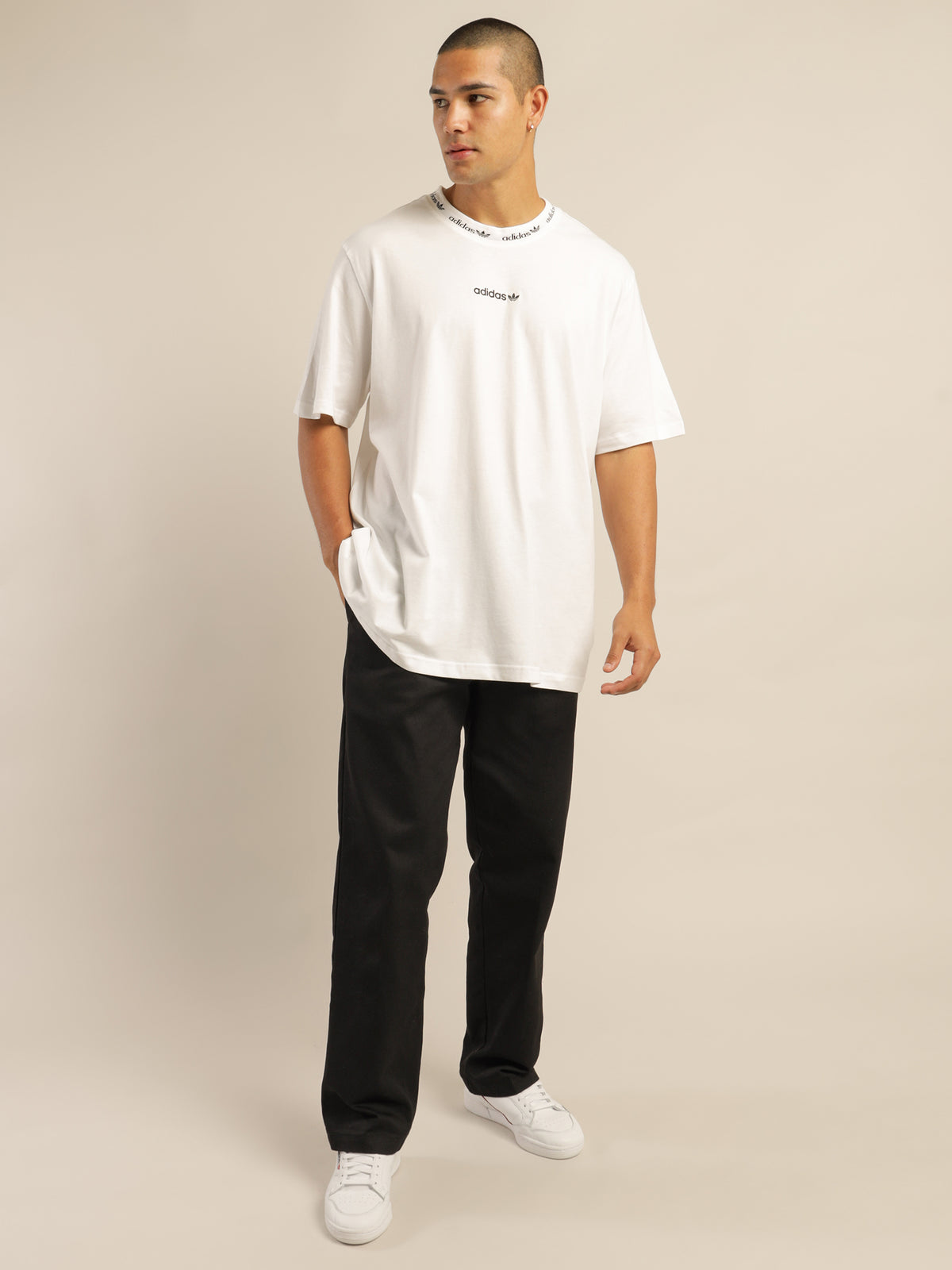 Trefoil Linear T-Shirt in White