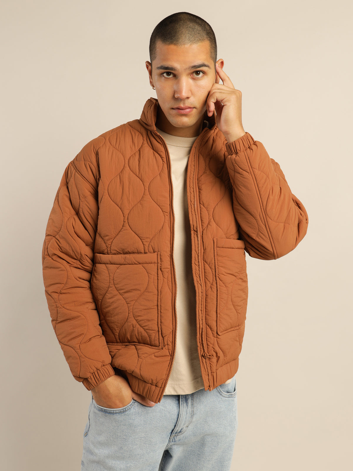 Aiden Quilted Jacket in Sandalwood