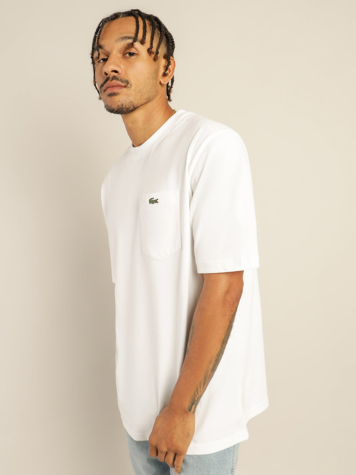 L!ve Twist Essential Pocket T-Shirt in White