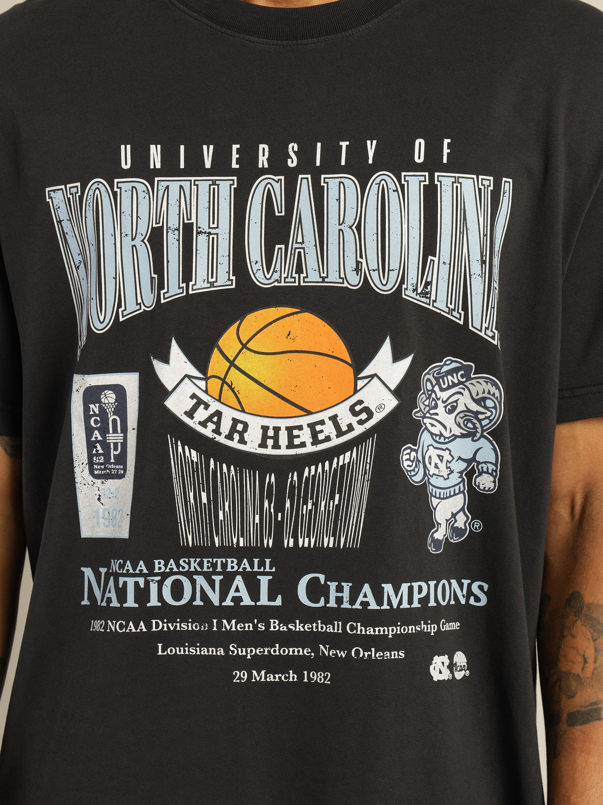 North Carolina National Champions Vintage T-Shirt in Faded Black