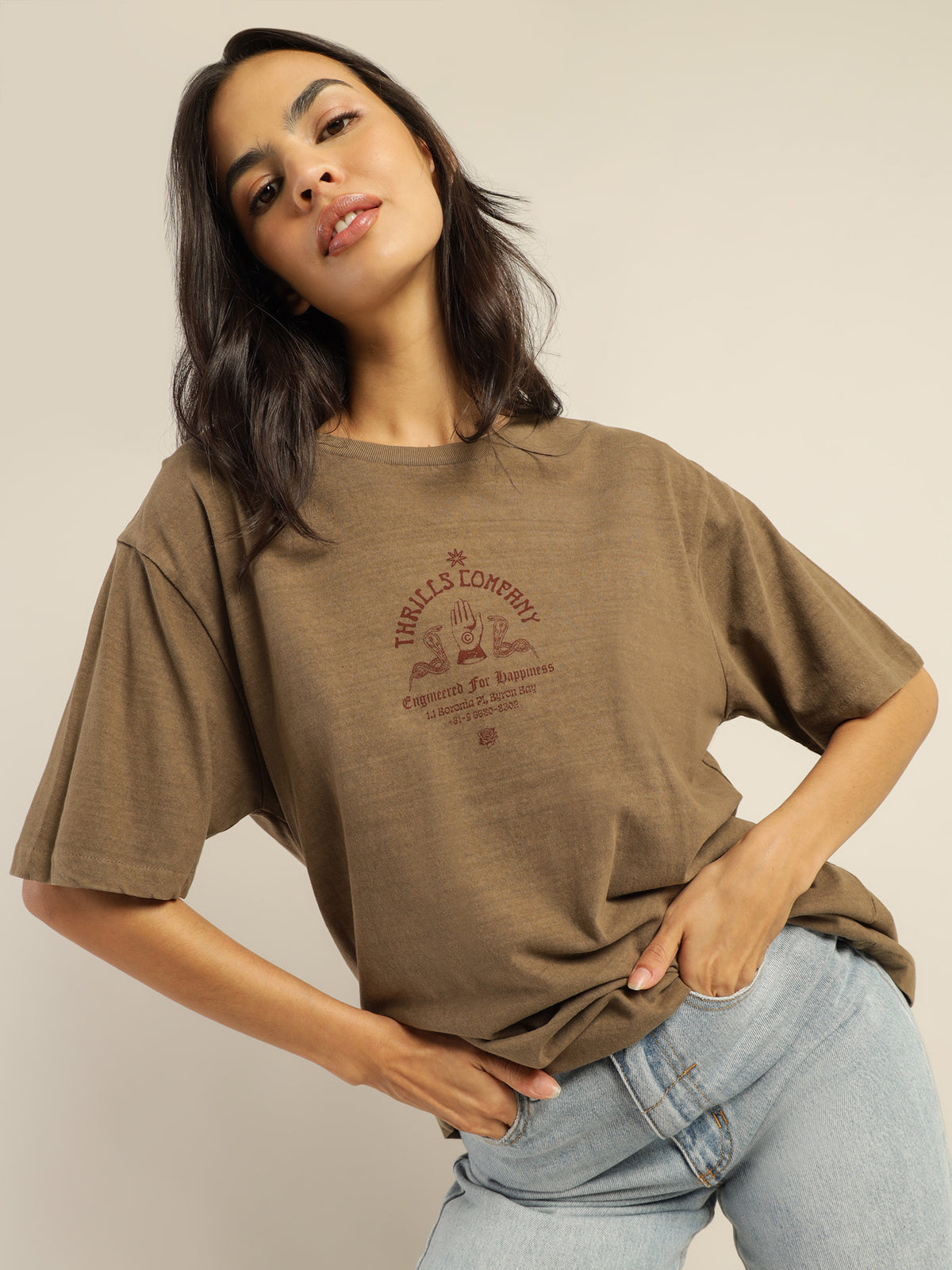 Engineered For Happiness Merch Fit T-Shirt in Desert