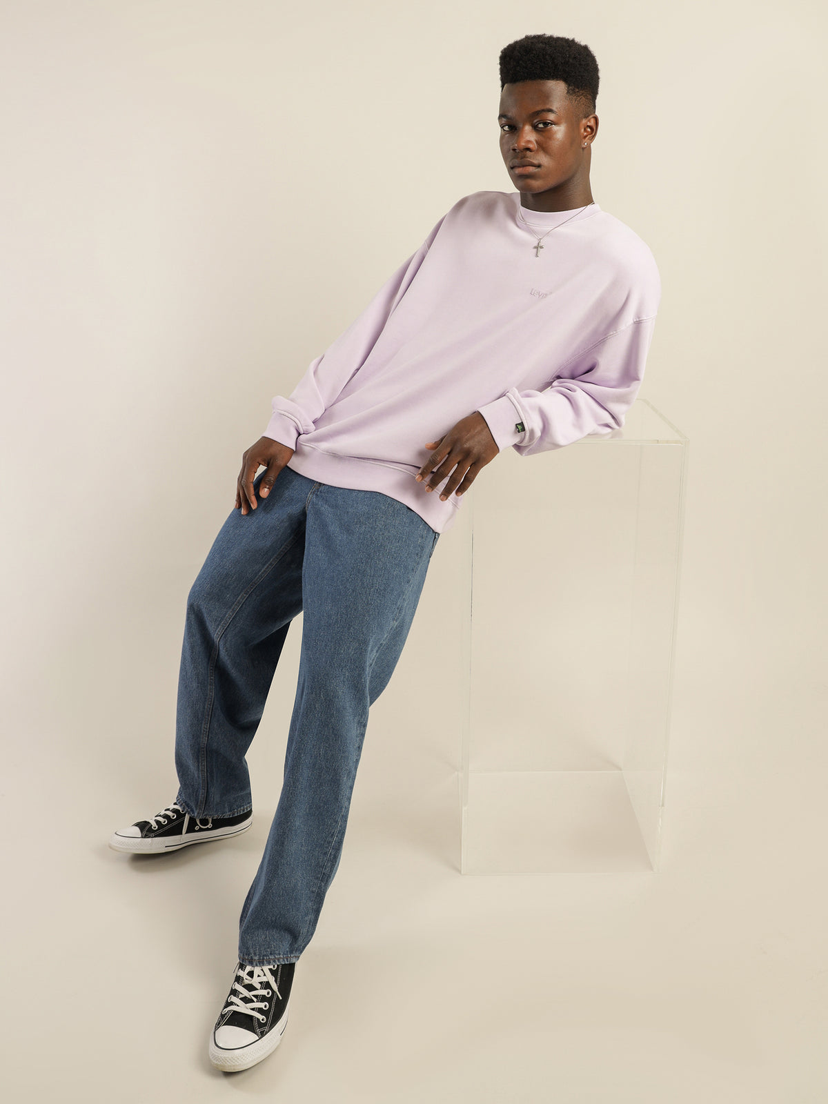 Red Tab Sweats Crew in Violet