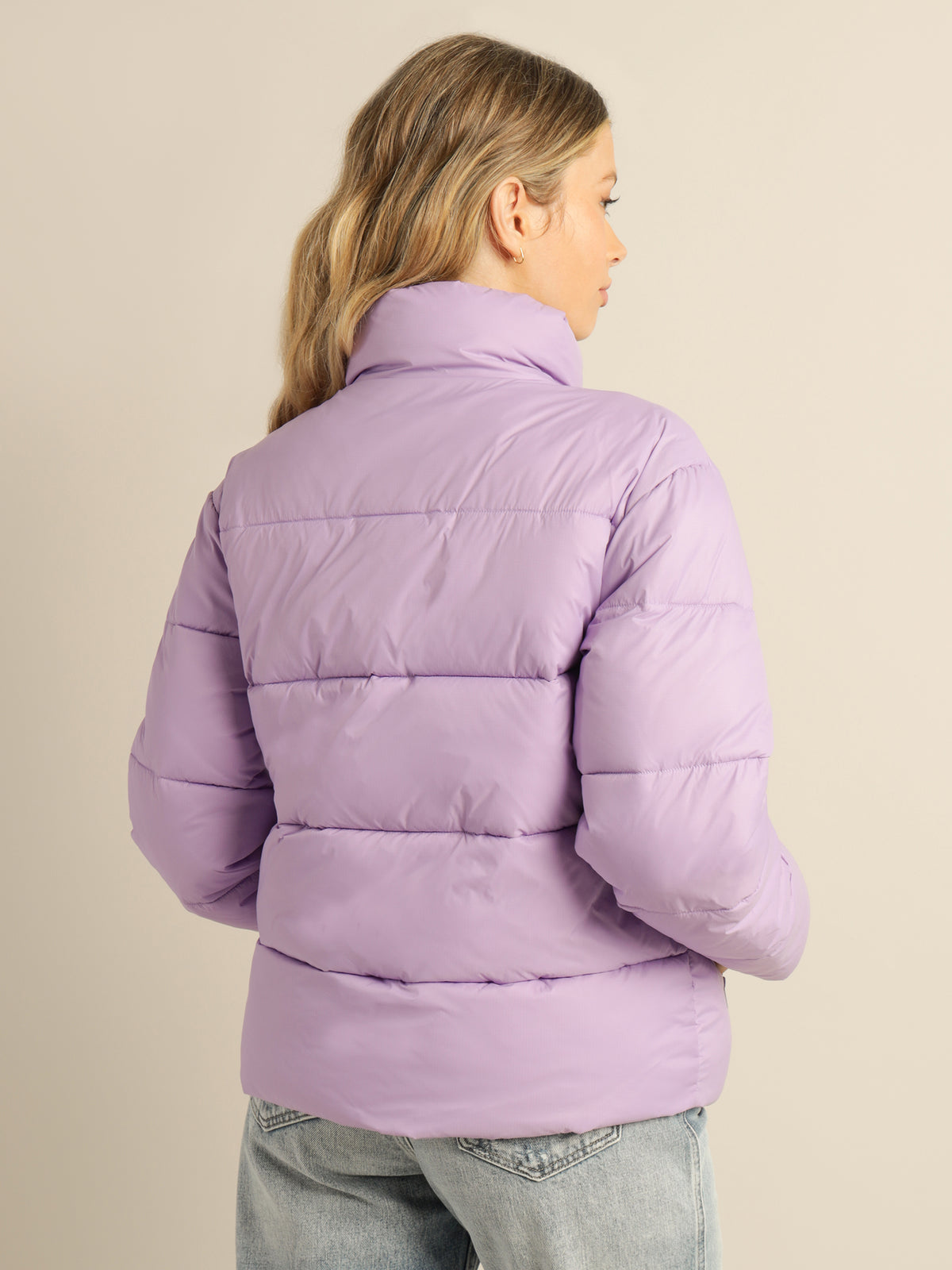 Recycled Nylon Puffer Jacket in Violet
