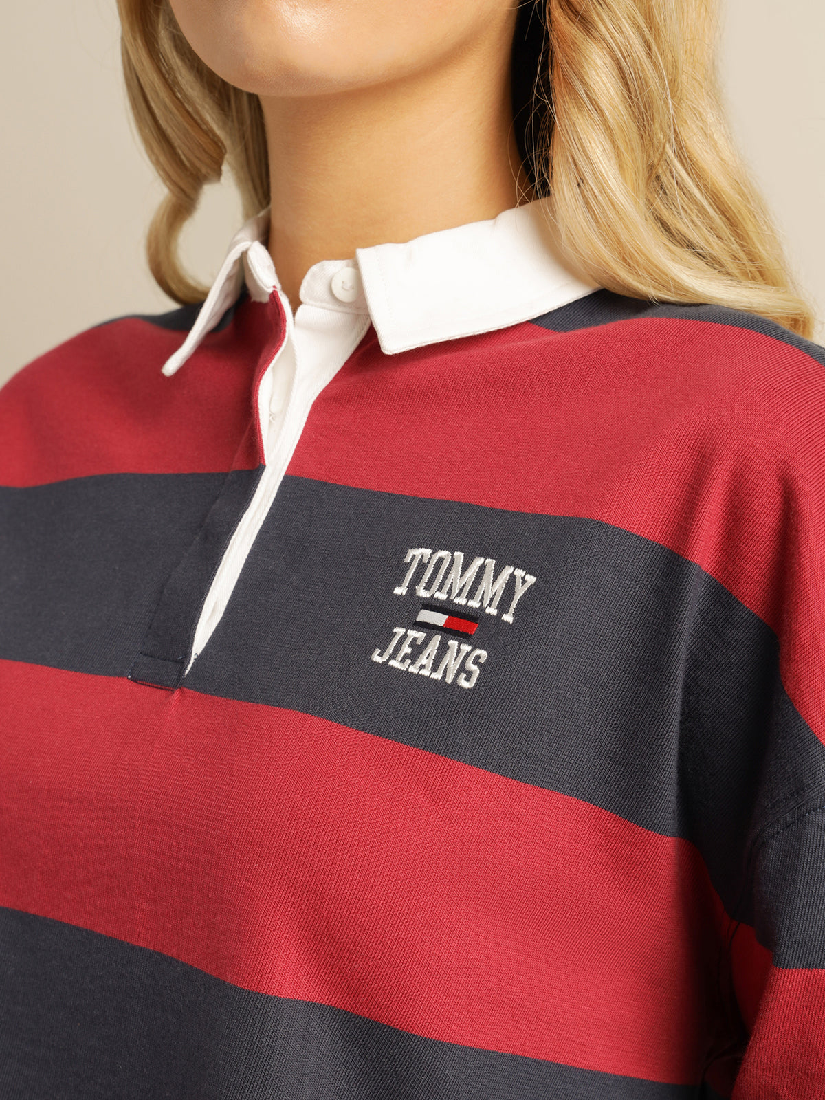Tommy Hilfiger Cropped Long Sleeve Polo | Cranberry
