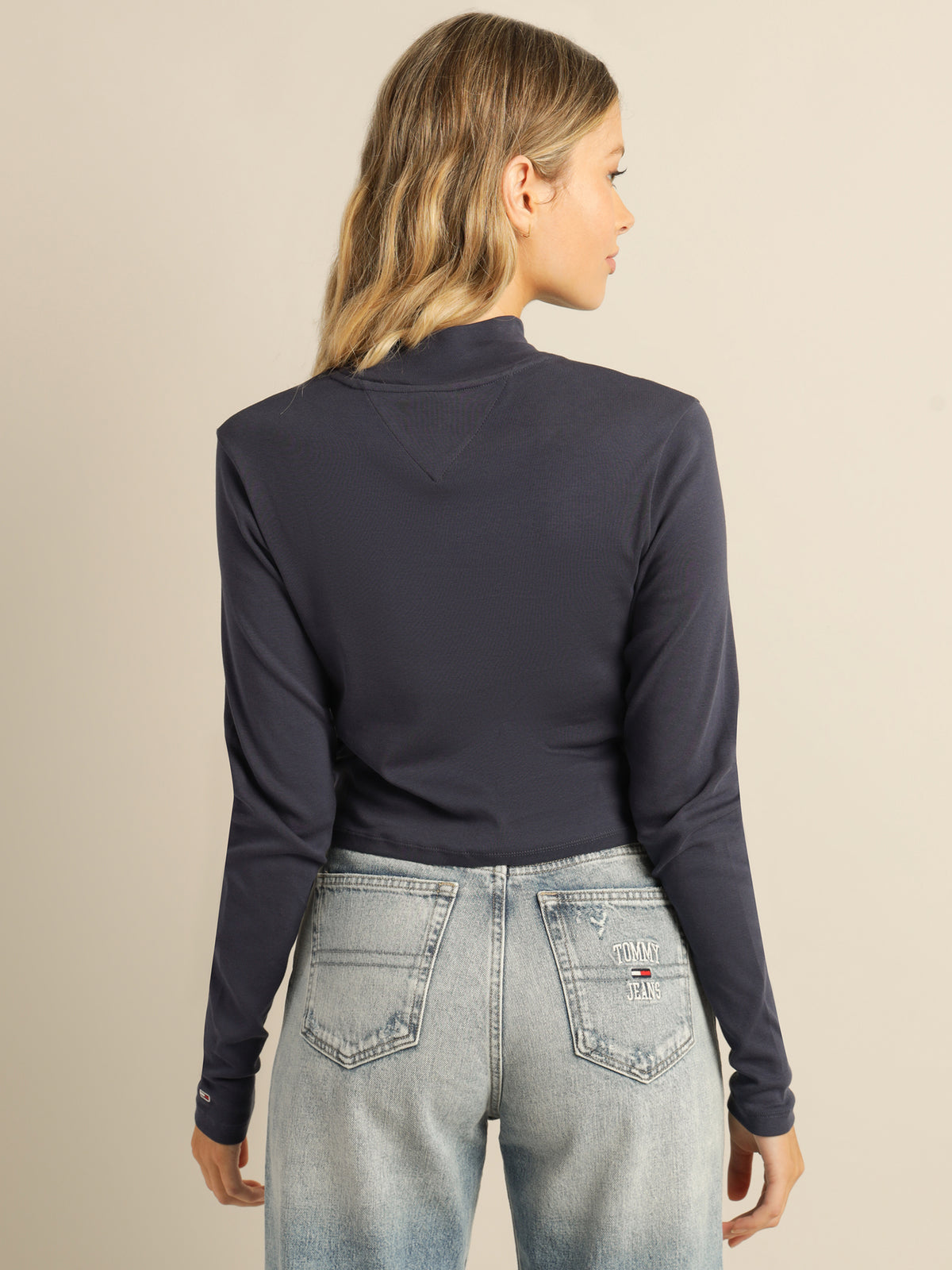 Cropped Timeless Long Sleeve T-Shirt in Twilight Navy Blue