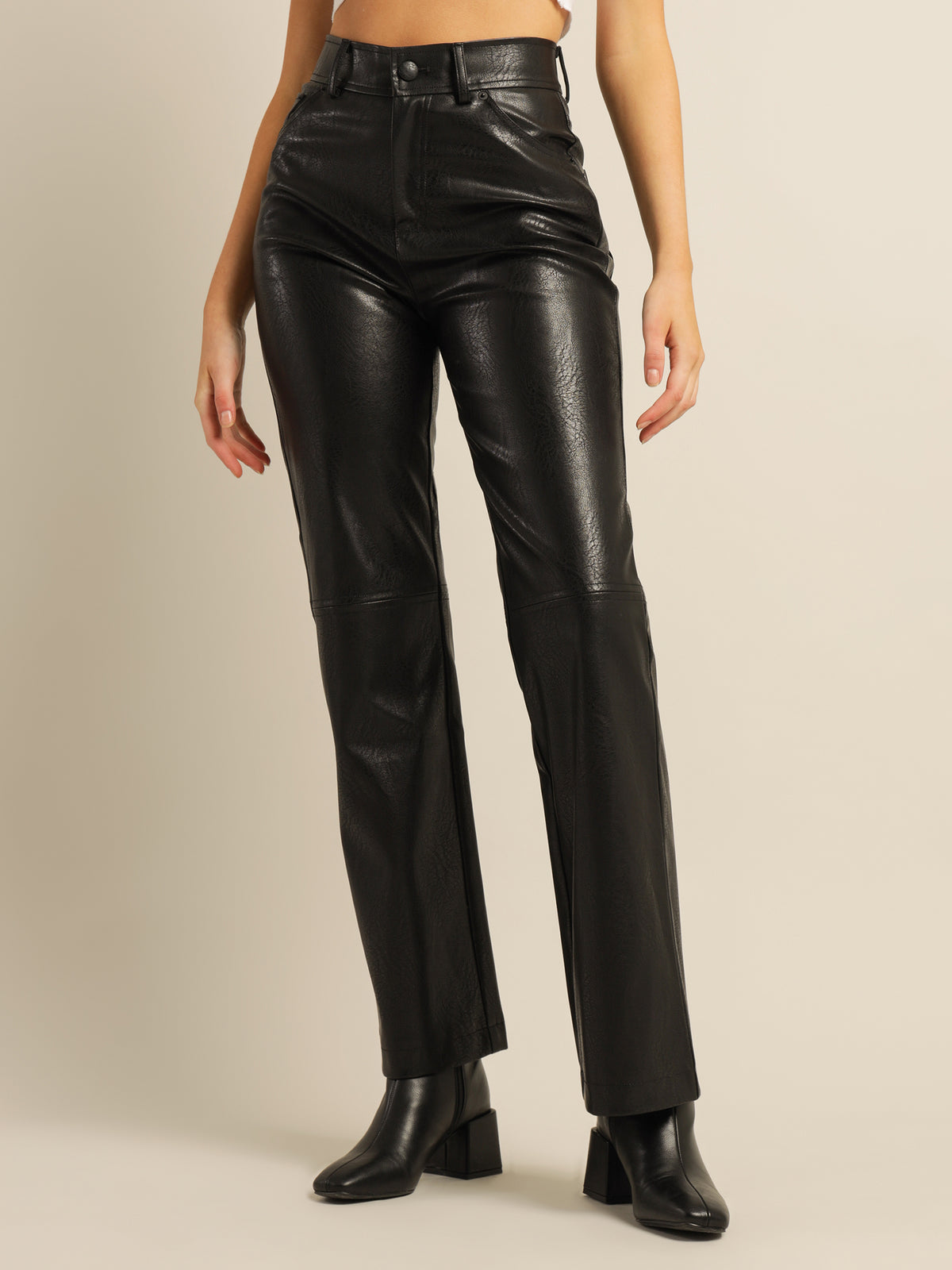 Spencer Faux Leather Pants in Black