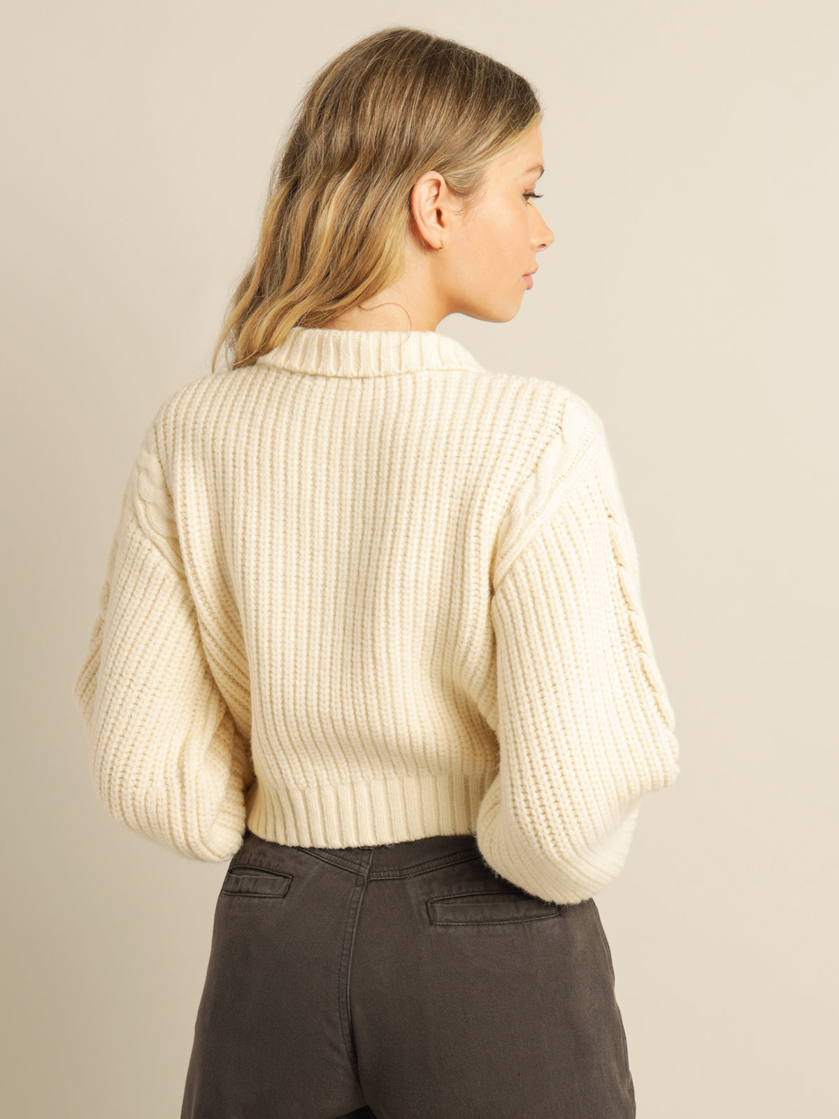 Liberty Zip Front Knit in Off White