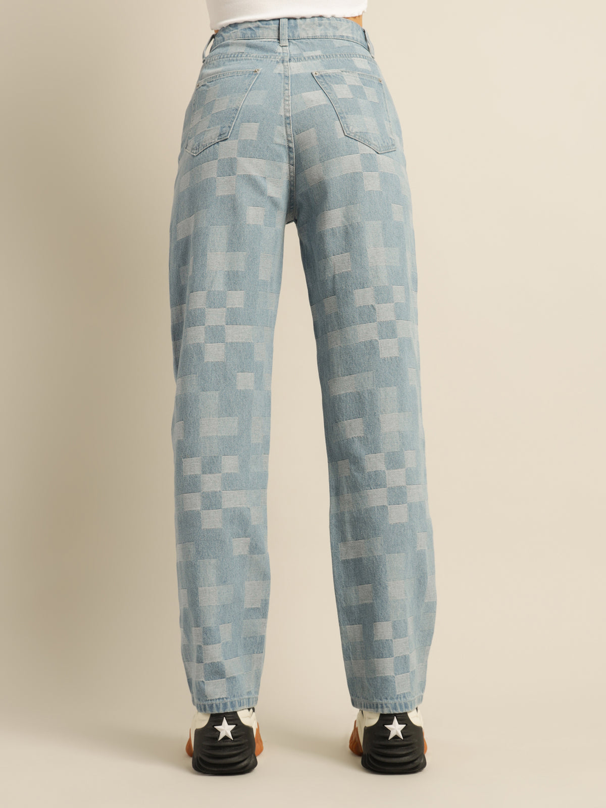 Bri Baggy Jeans in Checkerboard