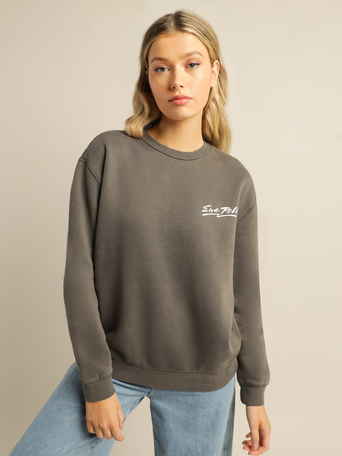 Winged Shield Sweater in Charcoal