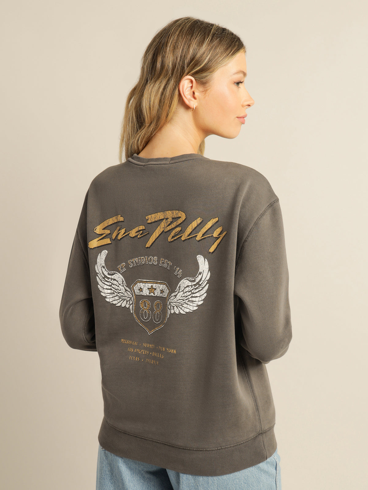 Winged Shield Sweater in Charcoal