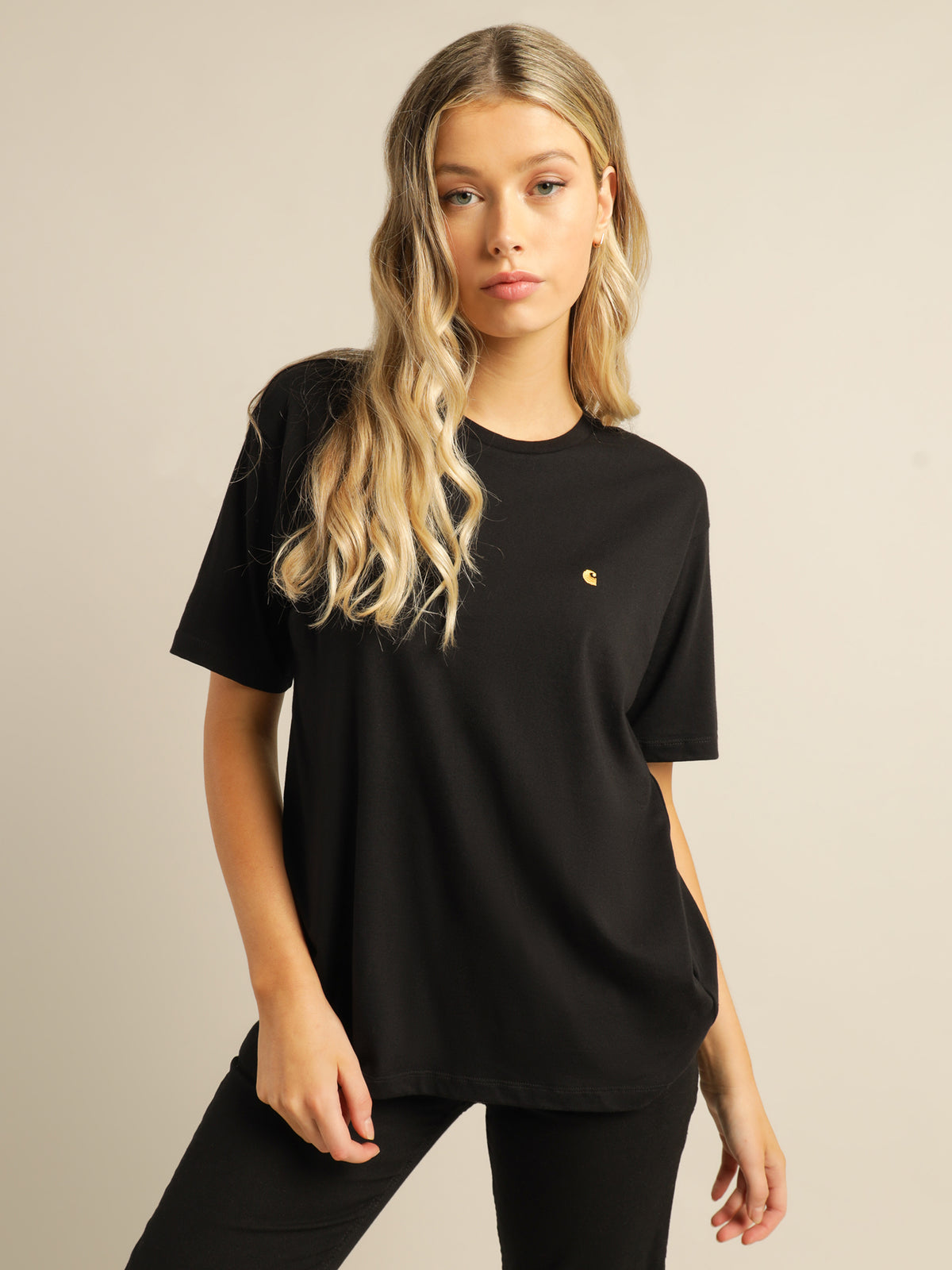 Short Sleeve Chase T-Shirt in Black and Gold