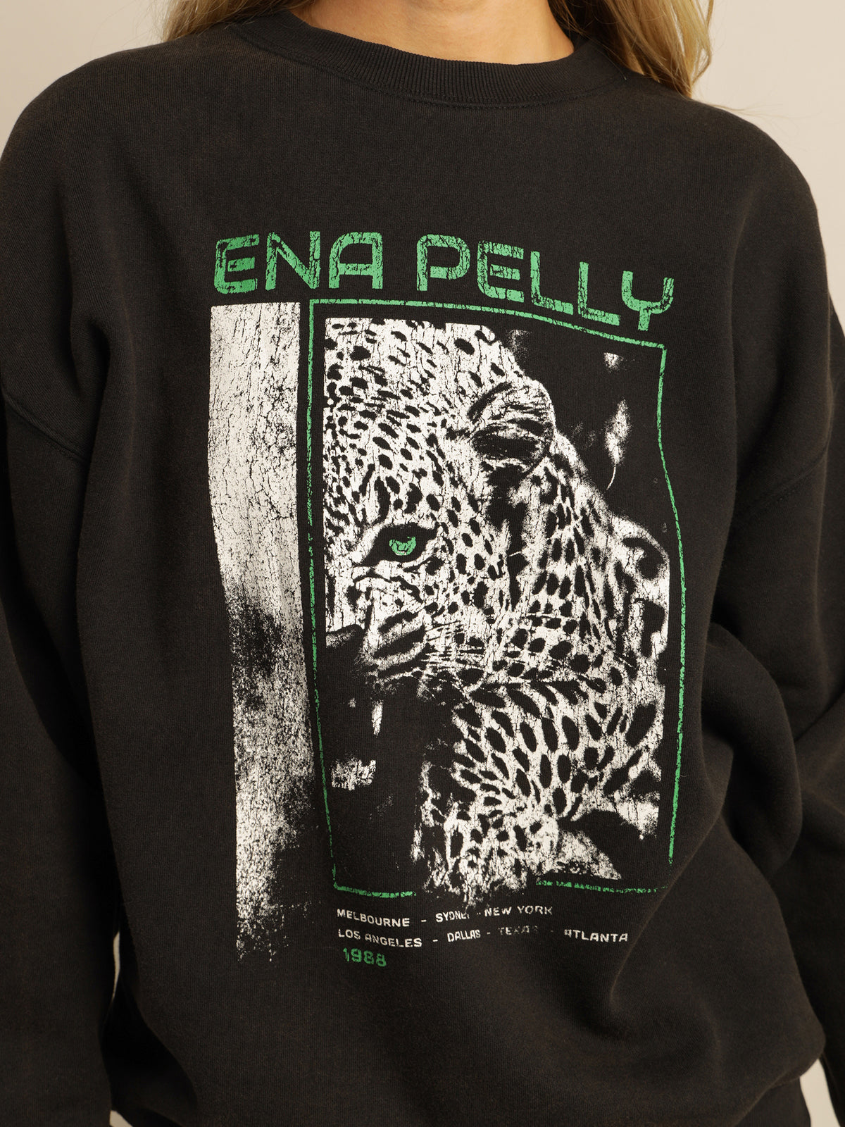 Cheetah Sweater in Washed Black