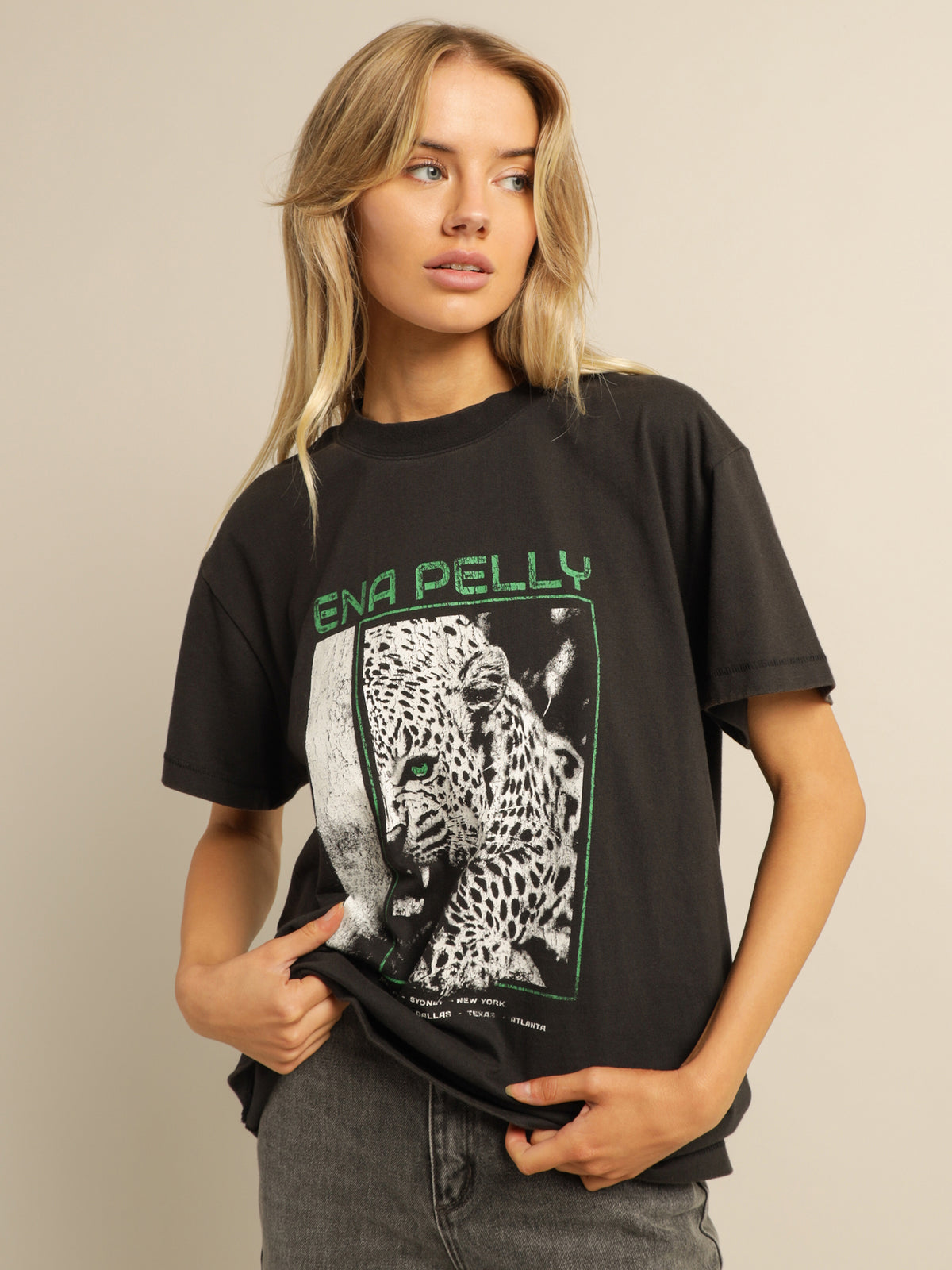 Cheetah T-Shirt in Washed Black