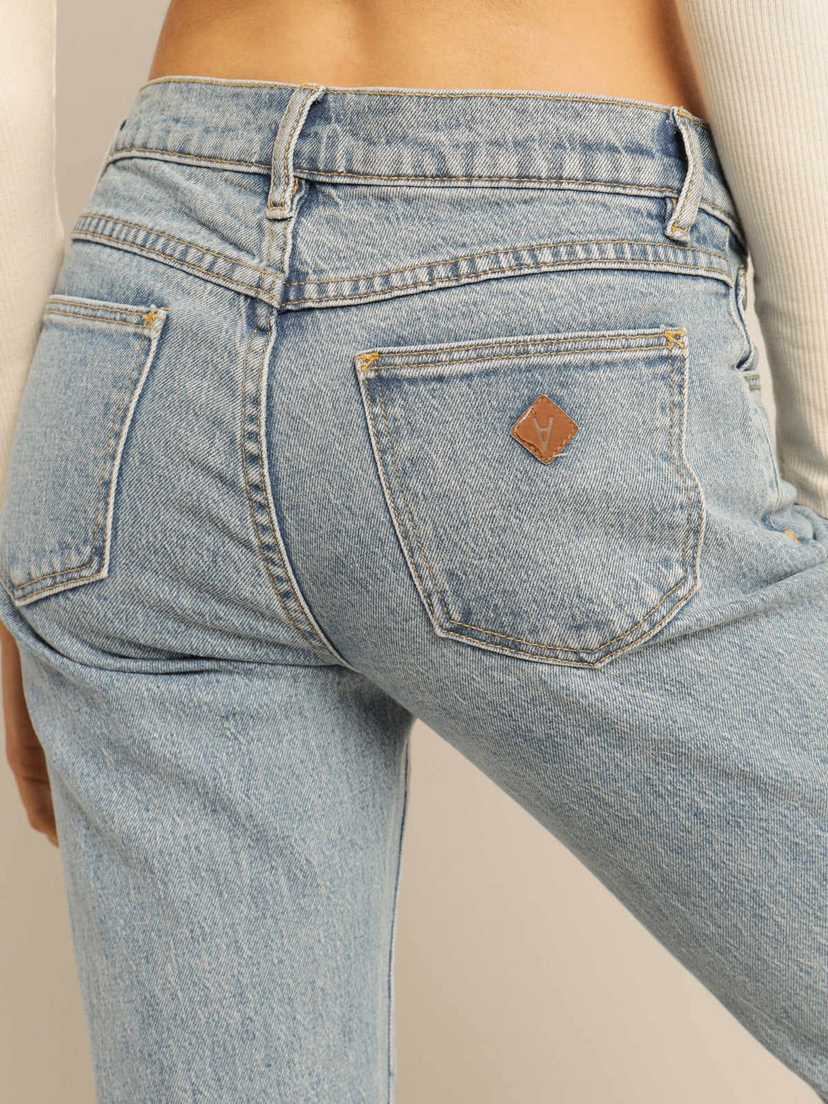 A 99 Low-Rise Boot Leg Jeans in Ariane Blue