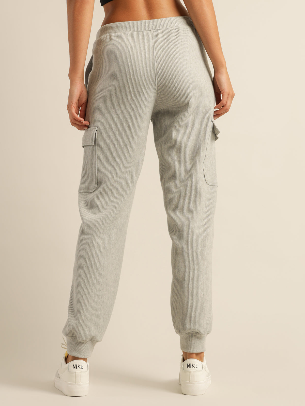 Flatback Ribbed Joggers in Oxford Heather