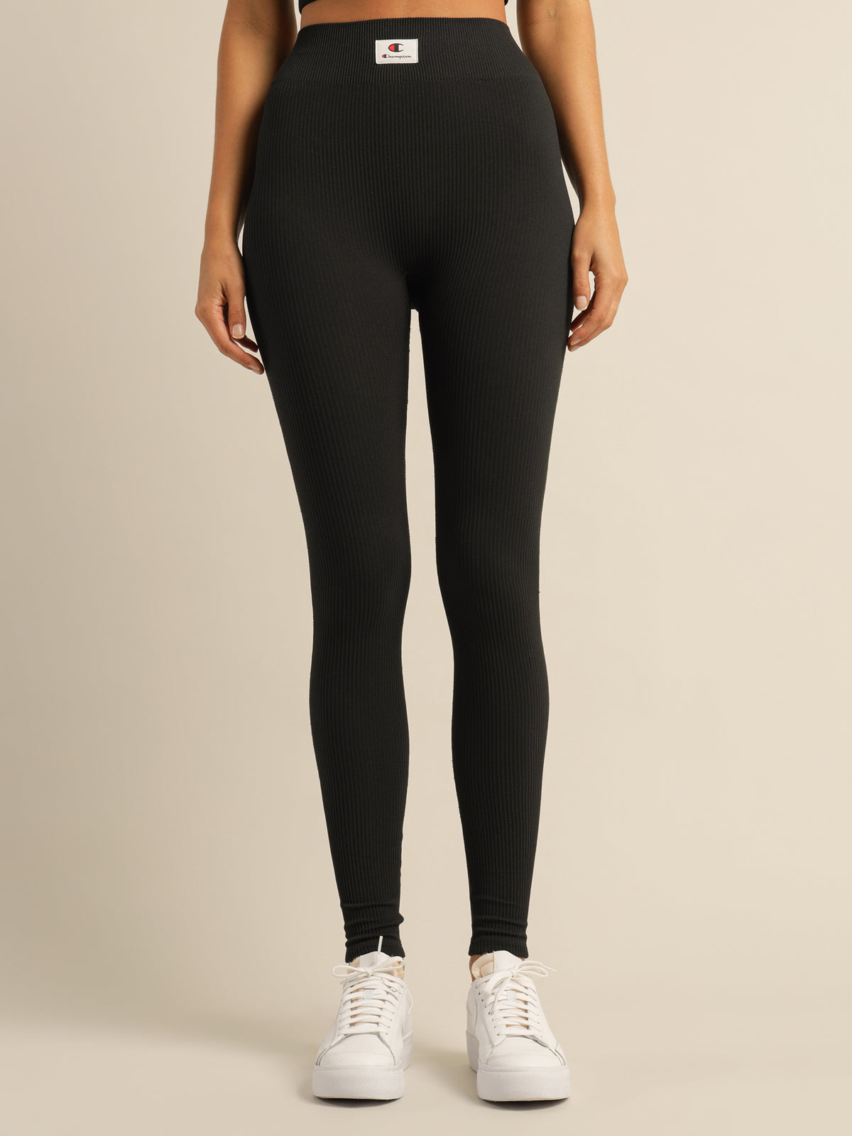 Re:Bound High-Rise Ribbed Stretch Leggings in Black