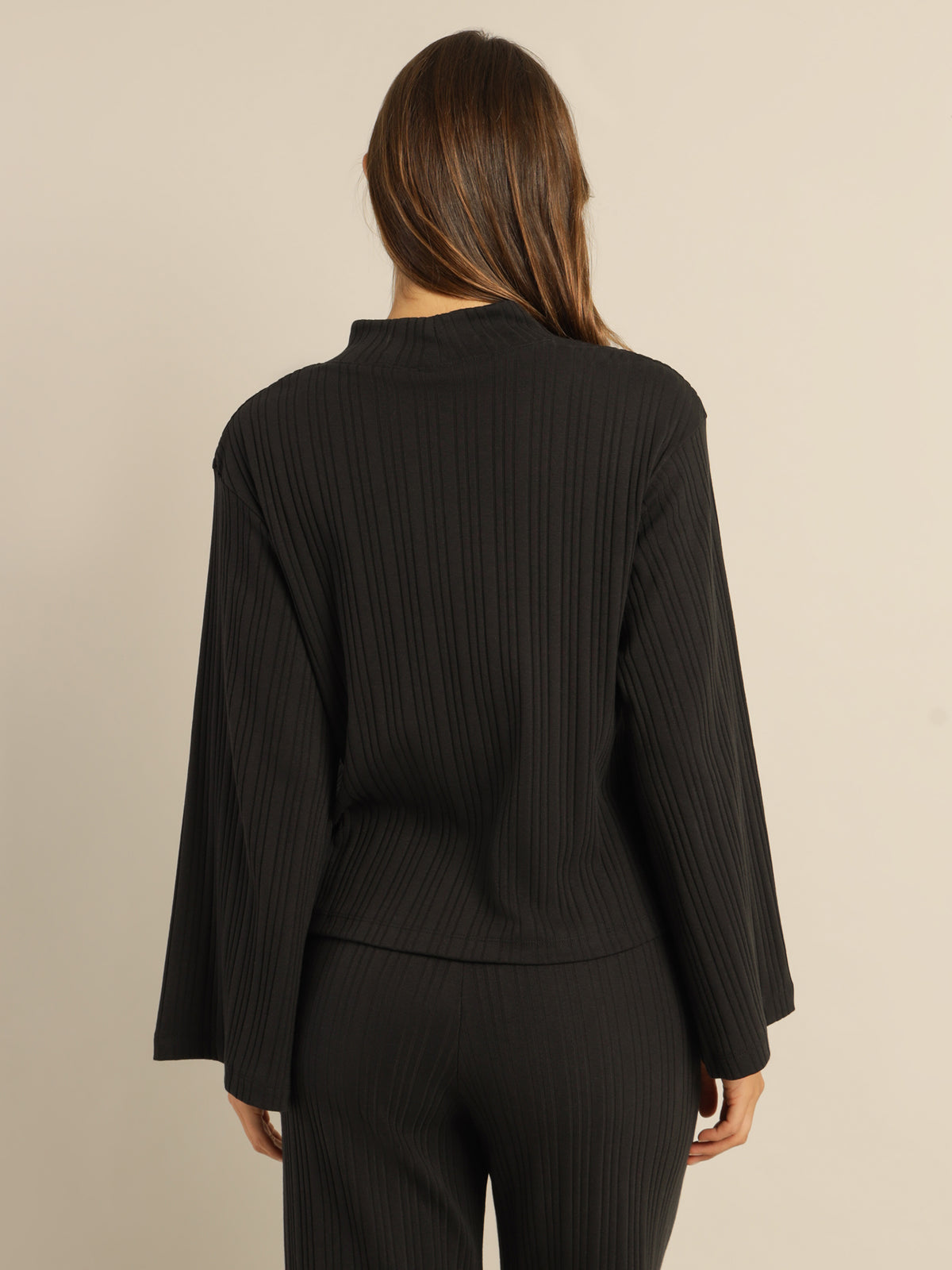 Sportswear Jersey Rib Long Sleeve Top in Black
