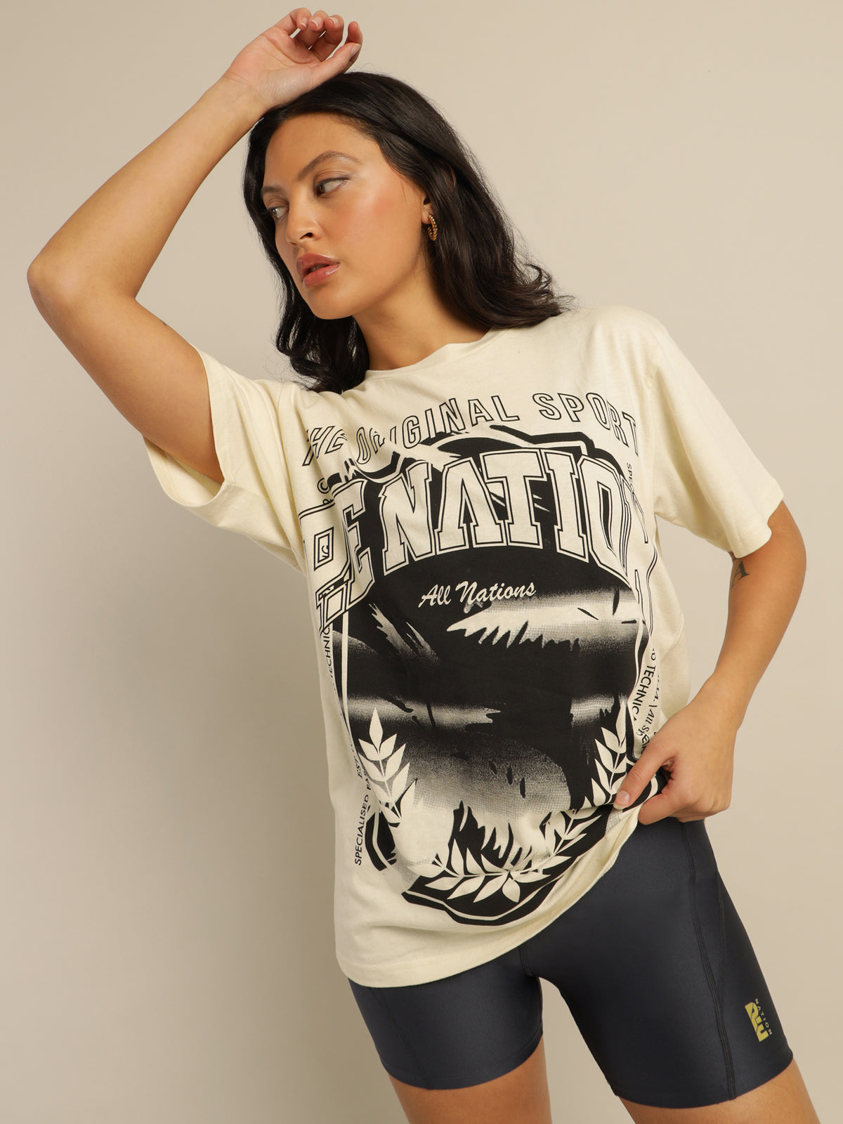 Layback Printed T-Shirt in Winter White