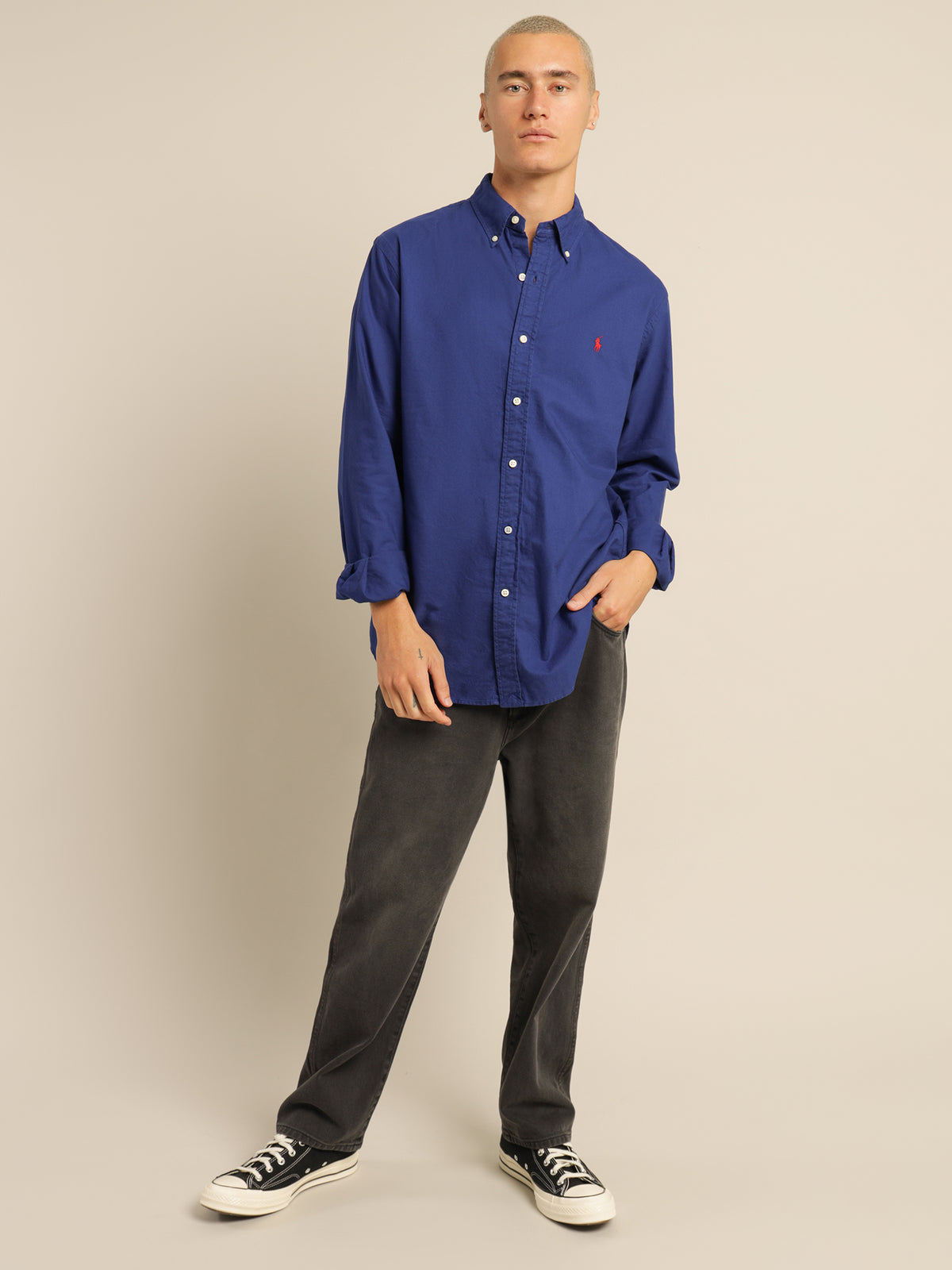 Polo Custom Fit Oxford Shirt in Sporting Royal