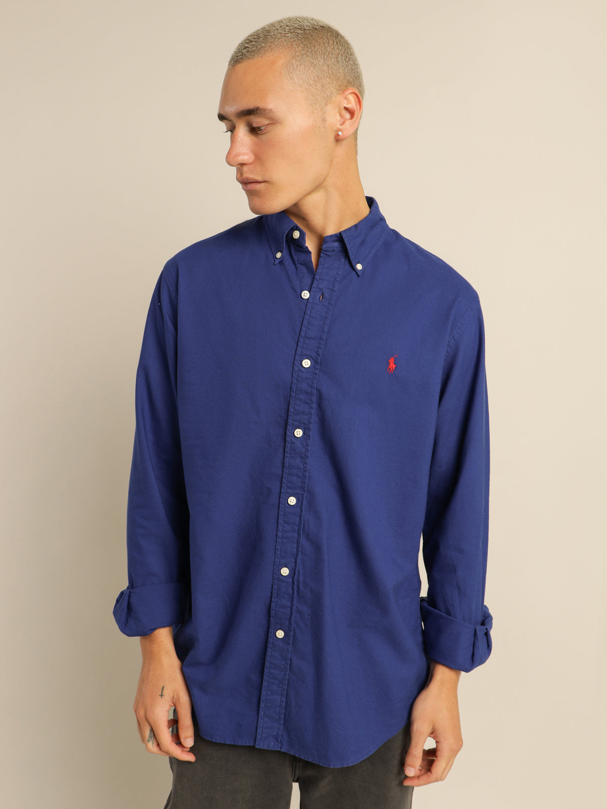 Polo Custom Fit Oxford Shirt in Sporting Royal