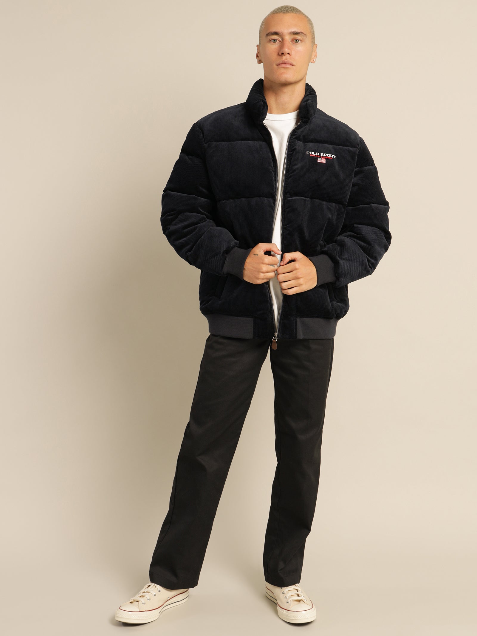 Cord Puffer Insulated Bomber Jacket