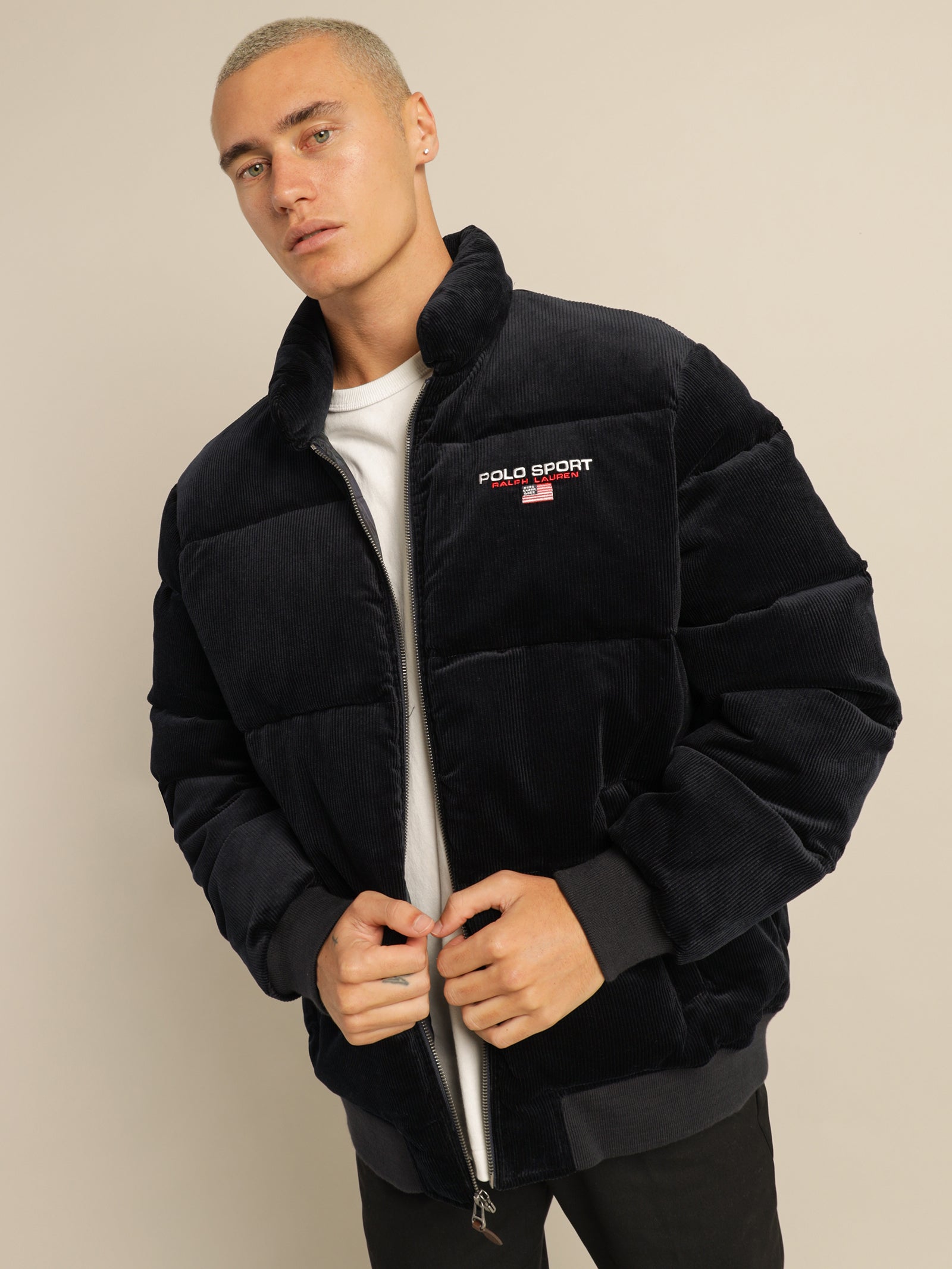 Cord Puffer Insulated Bomber Jacket